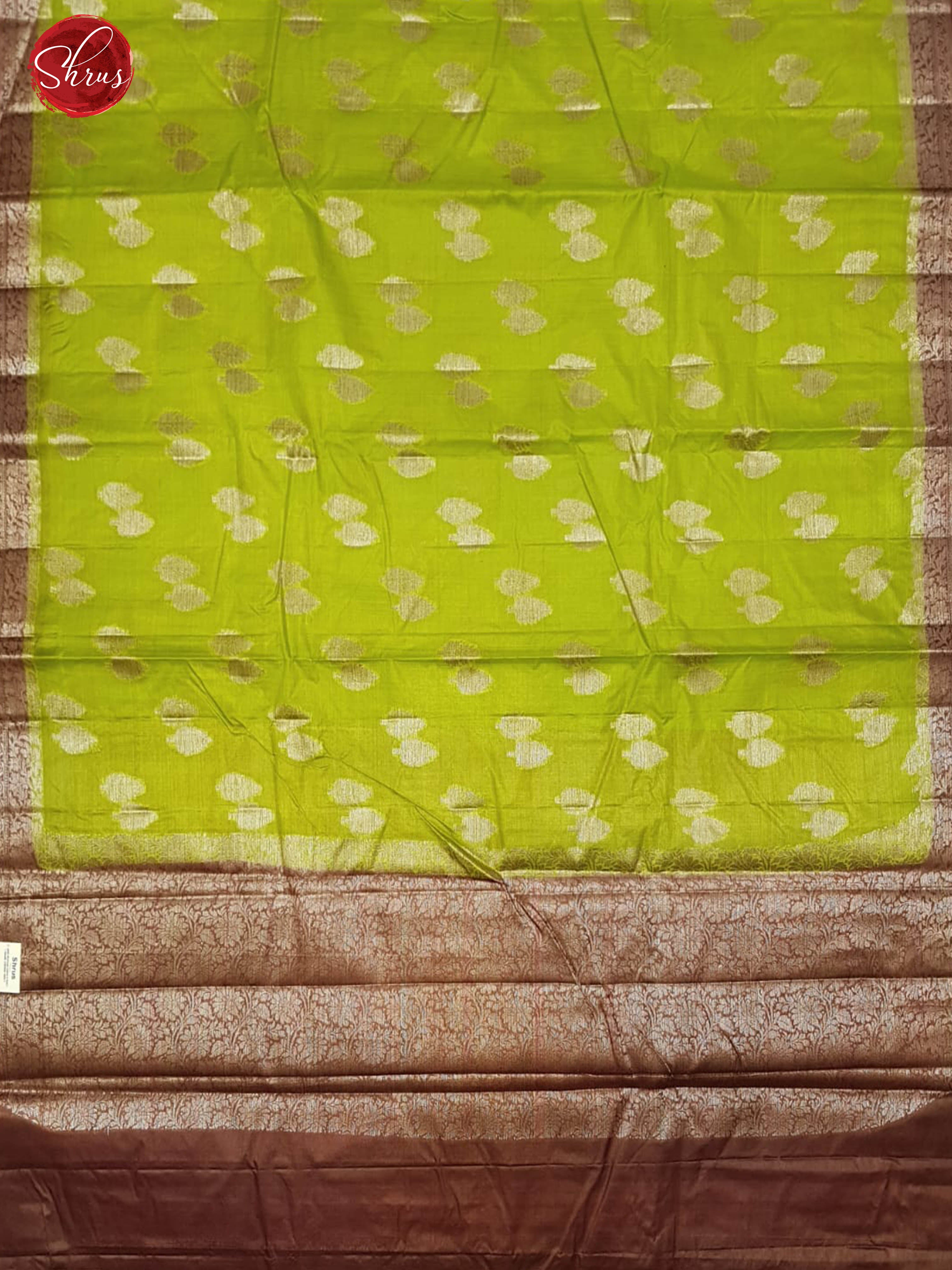 Green & maroon-  Tussar with  zari woven floral motifs  on the body & contrast  Zari Border - Shop on ShrusEternity.com