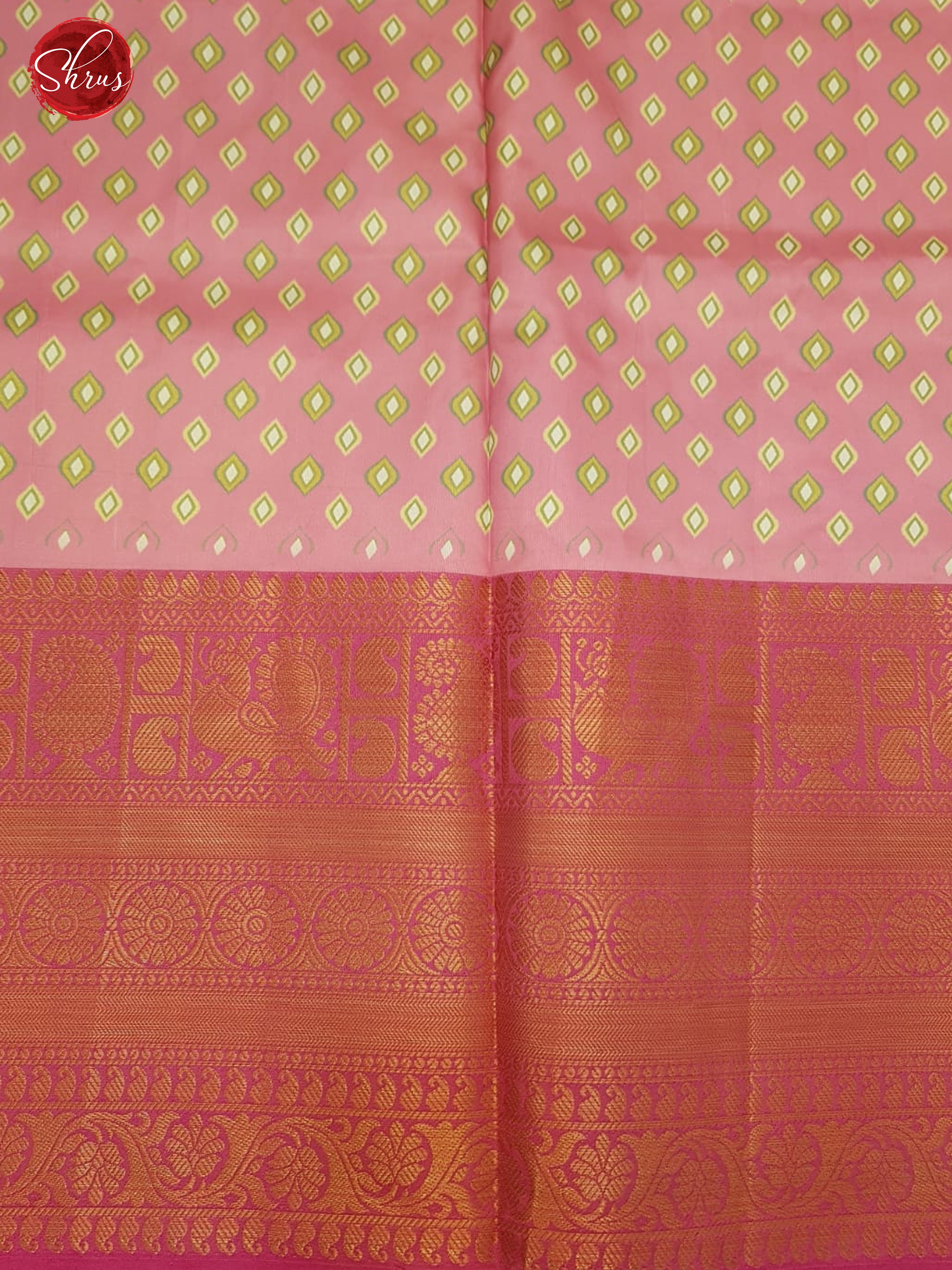 Grey & Pink - Semi Crepe with floral print on the body & Zari Border - Shop on ShrusEternity.com