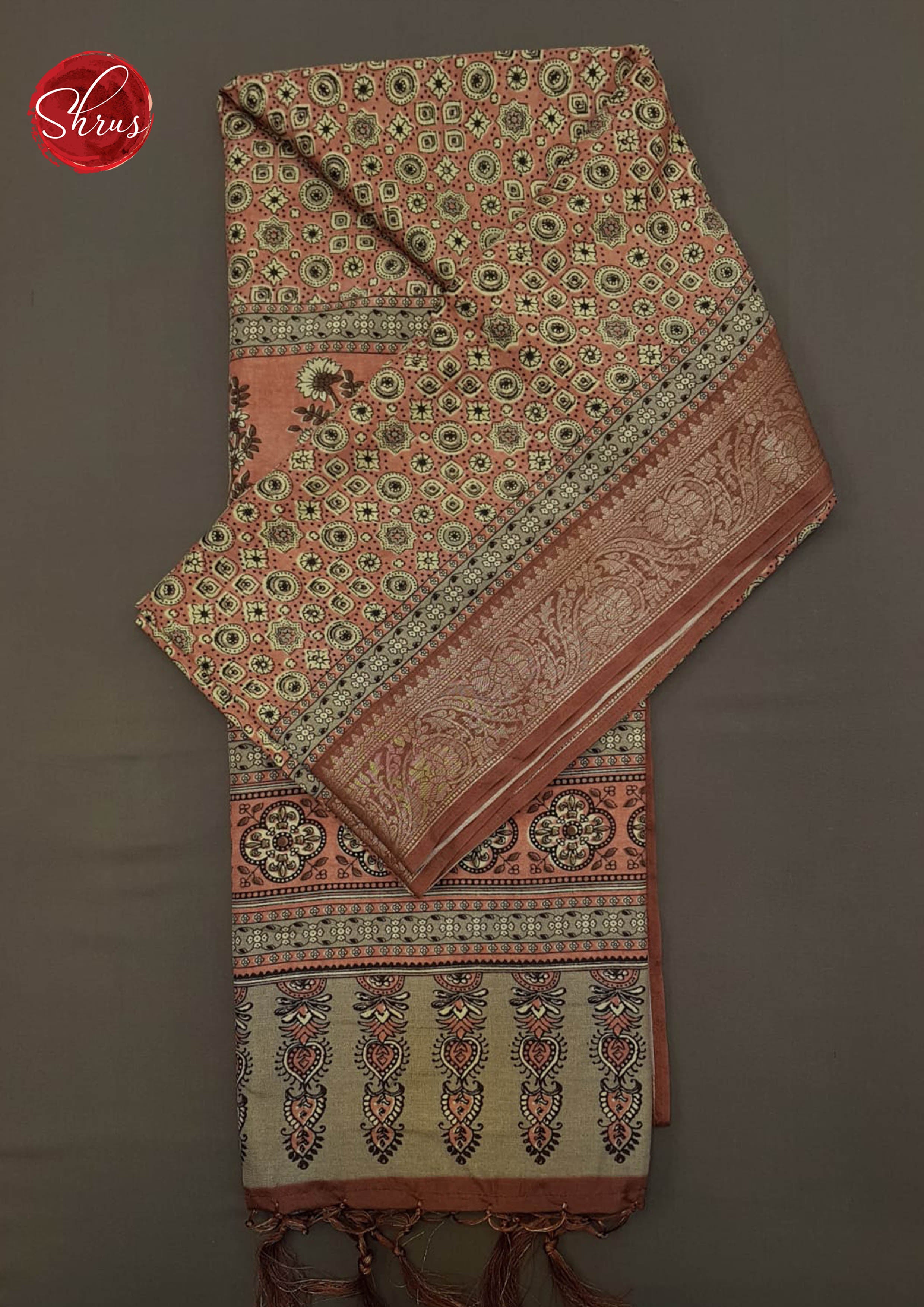 Onion Pink(Single Tone)-Semi Tussar with floral print on the body& Zari Border - Shop on ShrusEternity.com