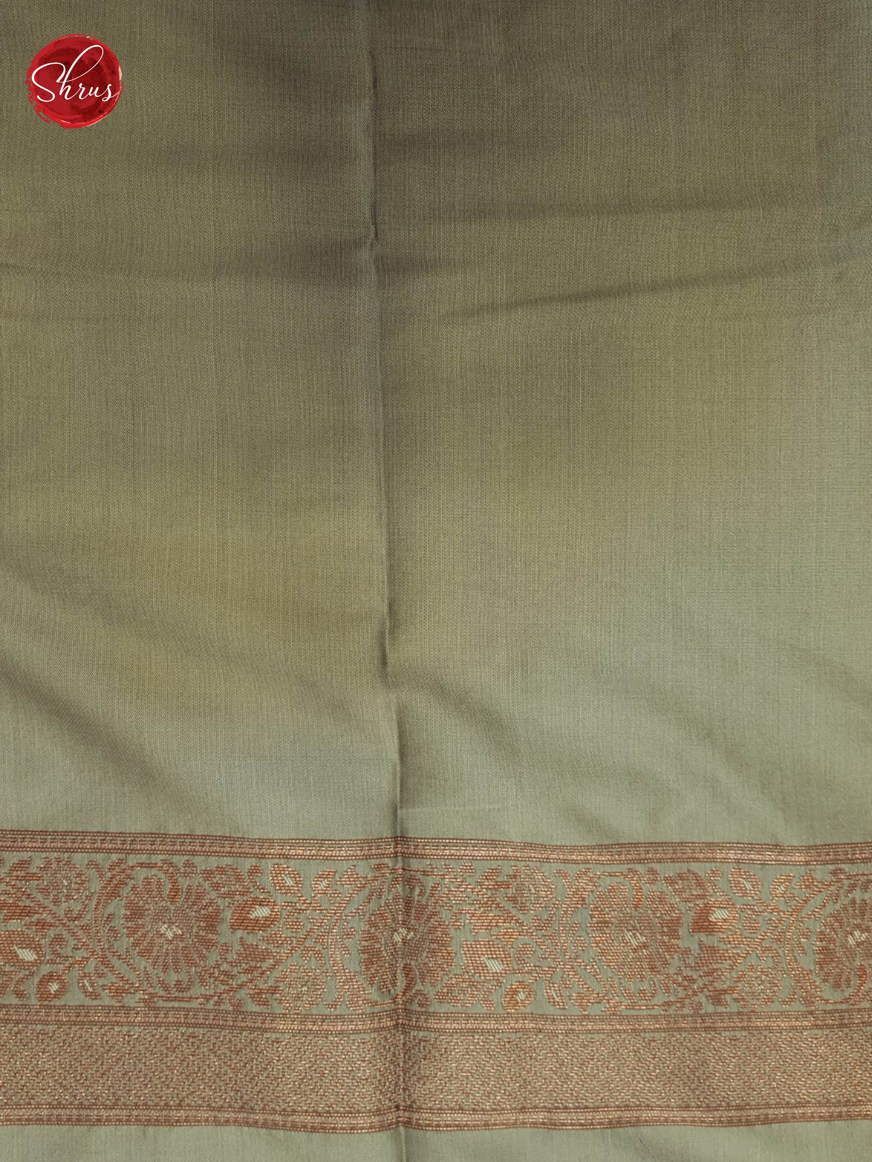 Greenish Grey(Single tone)- Semi Khatan with zari woven floral motifs on the body& Zari Border - Shop on ShrusEternity.com