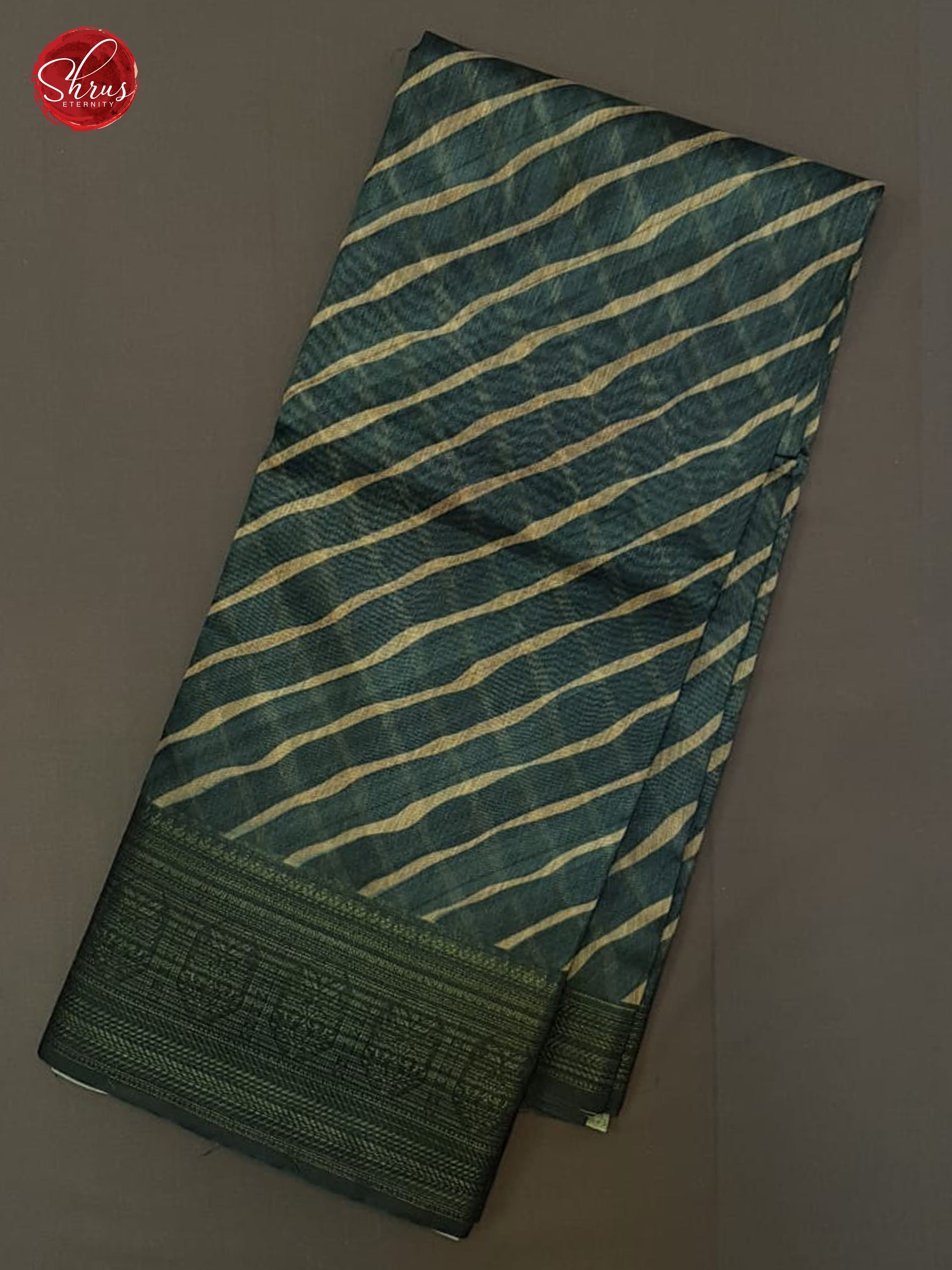 Green(Single tone)-Art Linen with printed Body & Border - Shop on ShrusEternity.com
