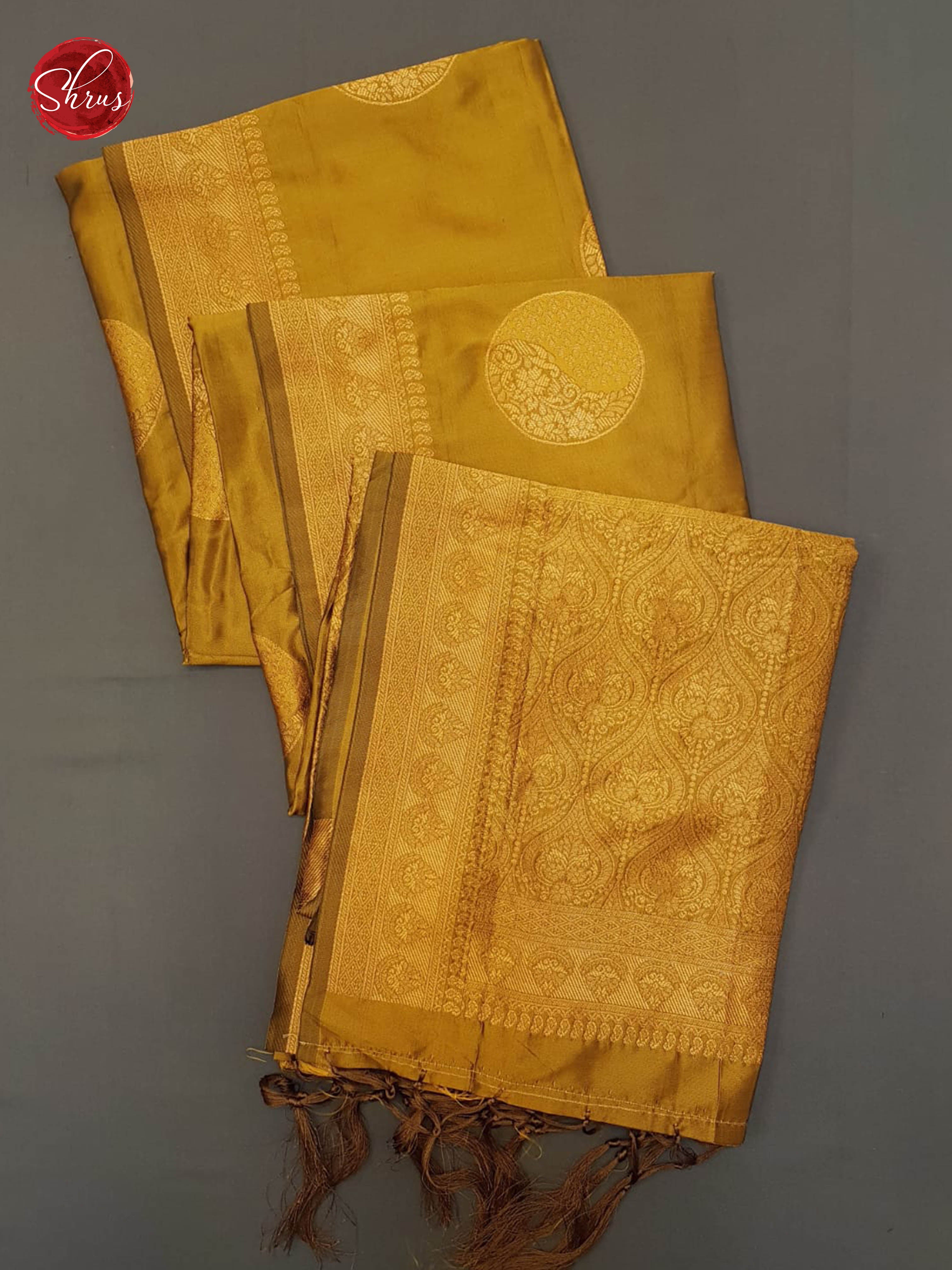 Honey(Single tone)- Semi Khatan with zari woven floral motifs on the body& Zari Border - Shop on ShrusEternity.com