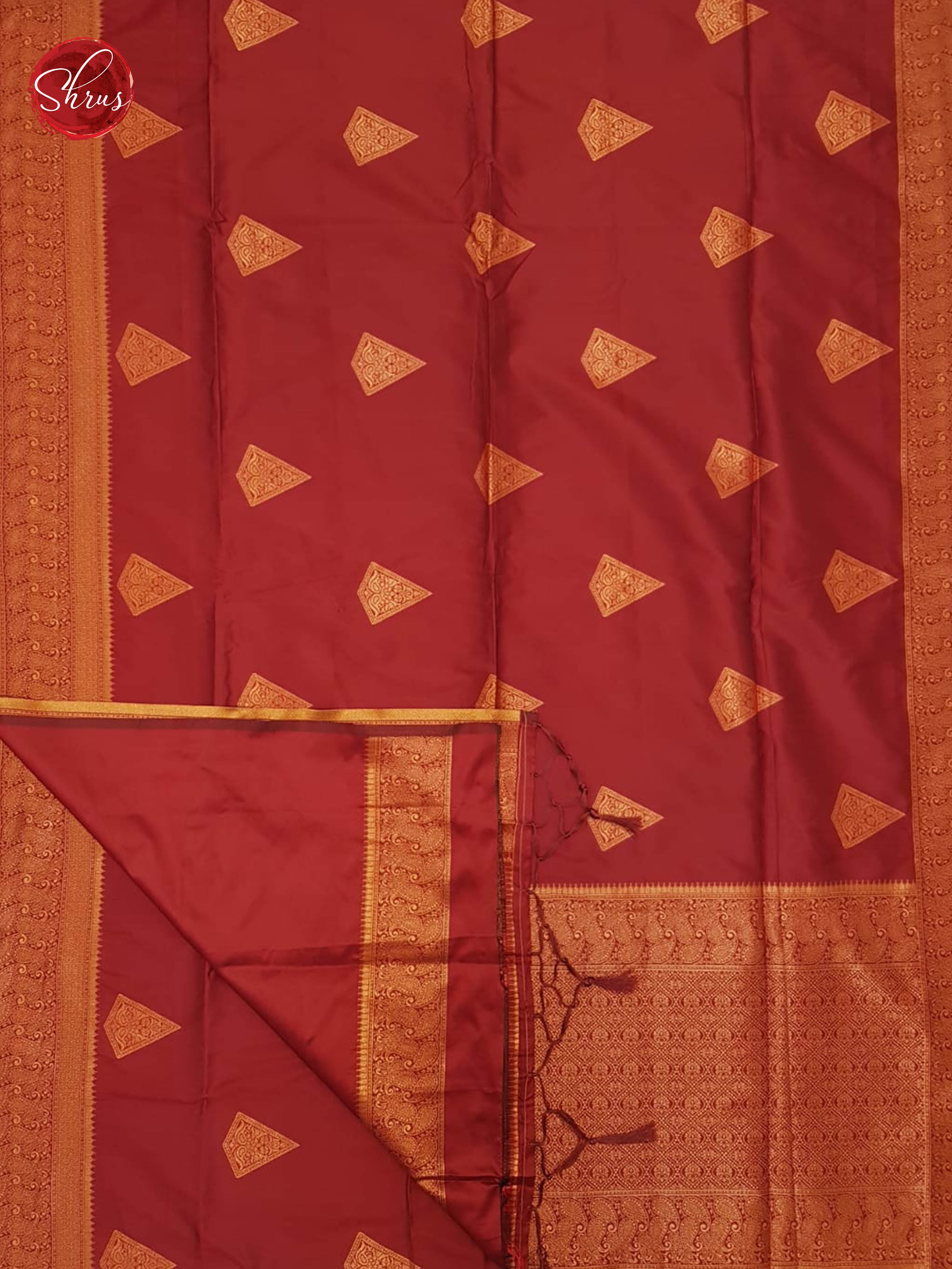 arakku maroon(Single tone)- Semi Khatan with zari woven floral motifs on the body& Zari Border - Shop on ShrusEternity.com