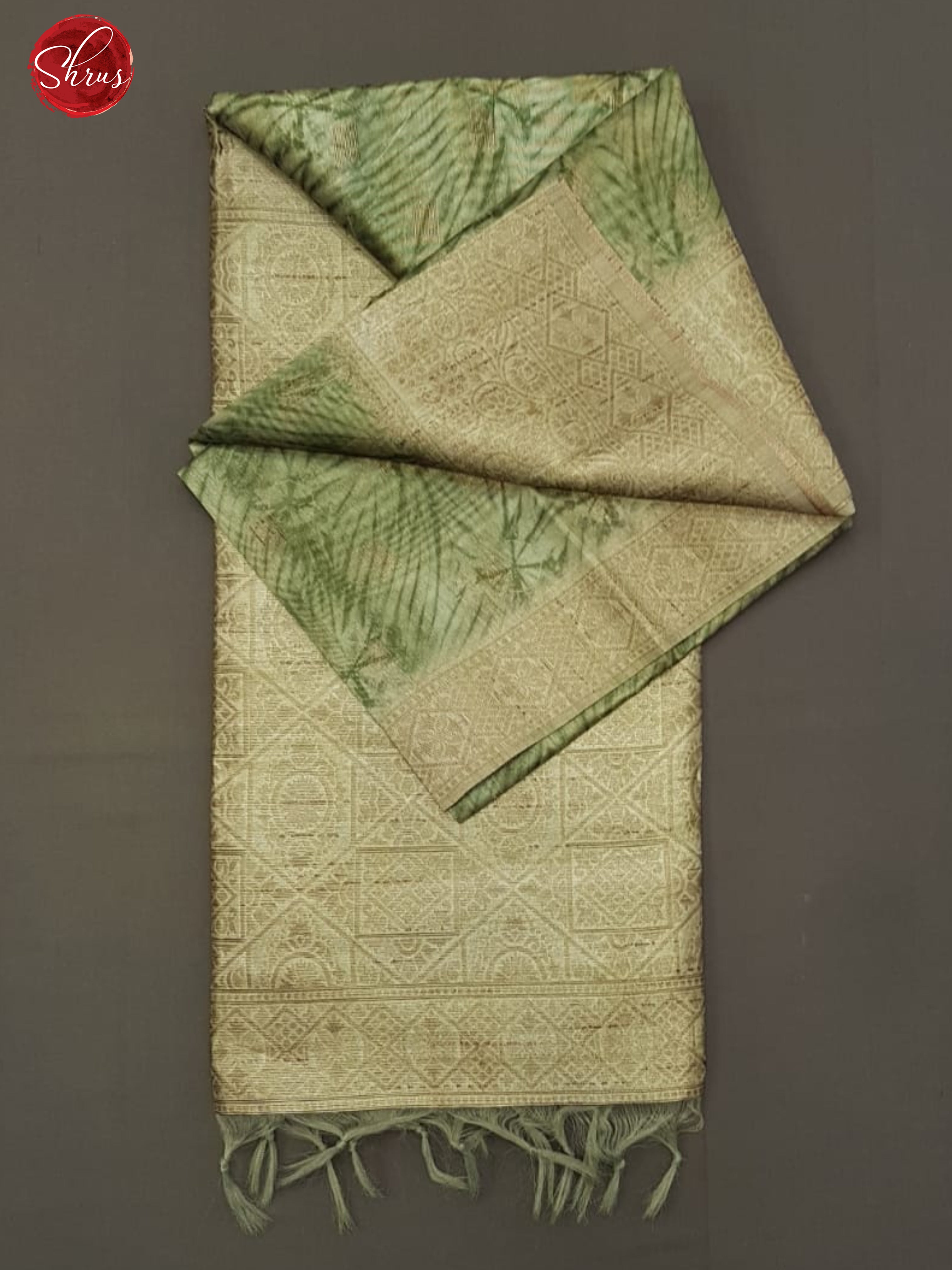 Green & Beige -  Semi Tussar with  floral pattern on the body & contrast   border - Shop on ShrusEternity.com