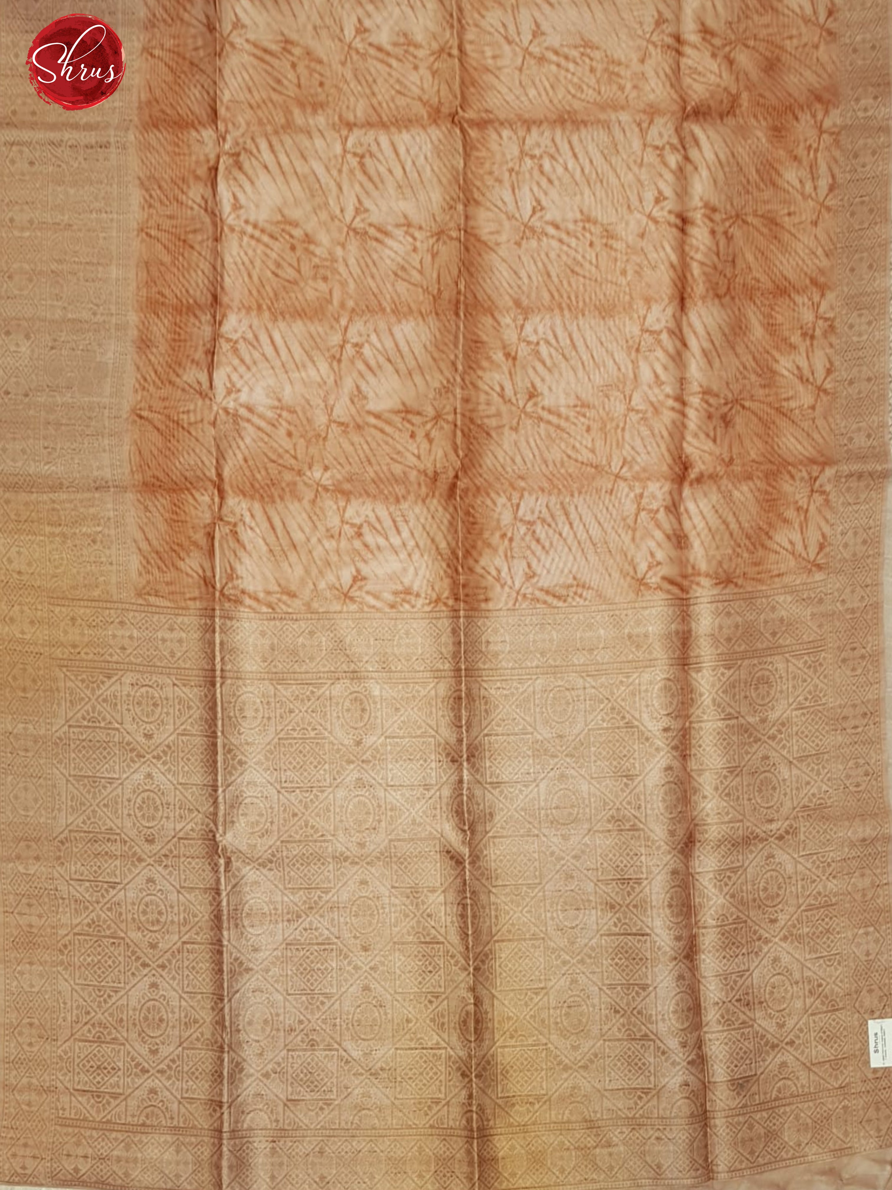 Light Brown(Single Tone)-  Semi Tussar with  abstract pattern on the body & zari  border - Shop on ShrusEternity.com