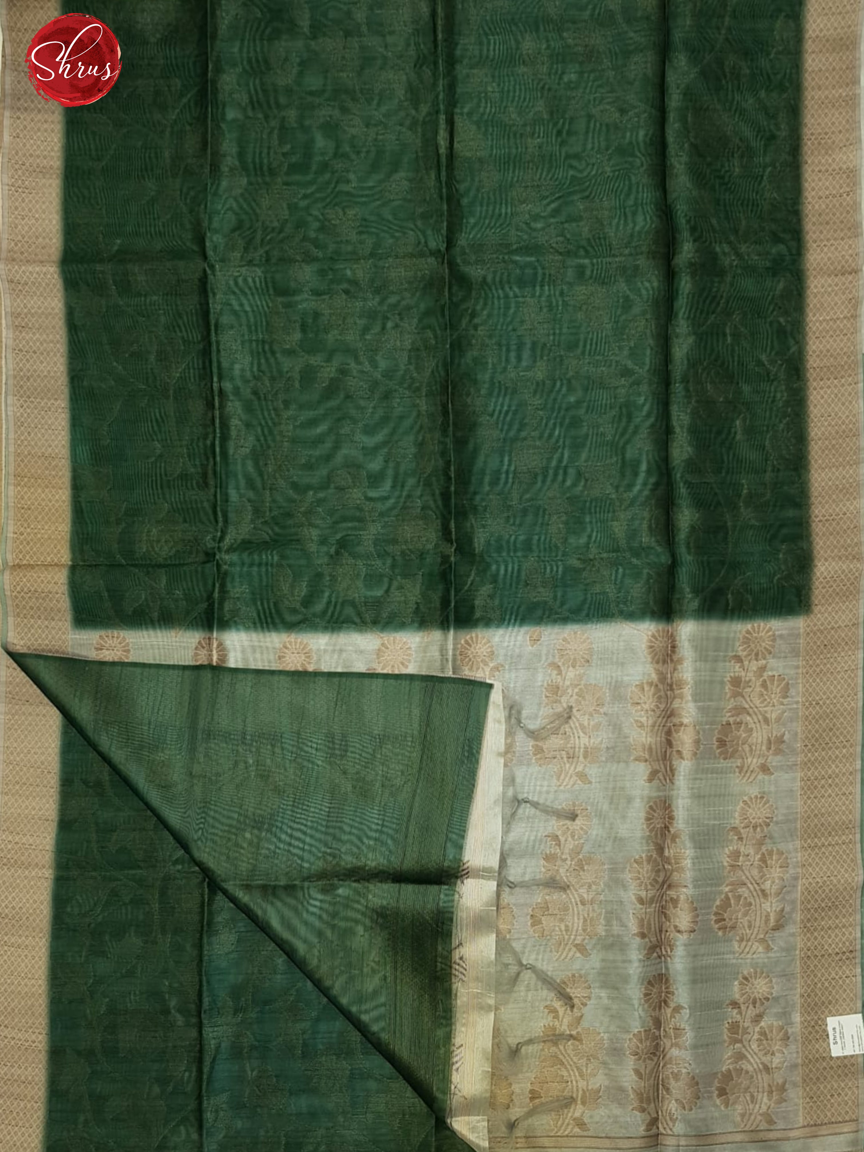 Green & Grey -  Semi Tussar with thread woven floral nestling  on the body & contrast   border - Shop on ShrusEternity.com