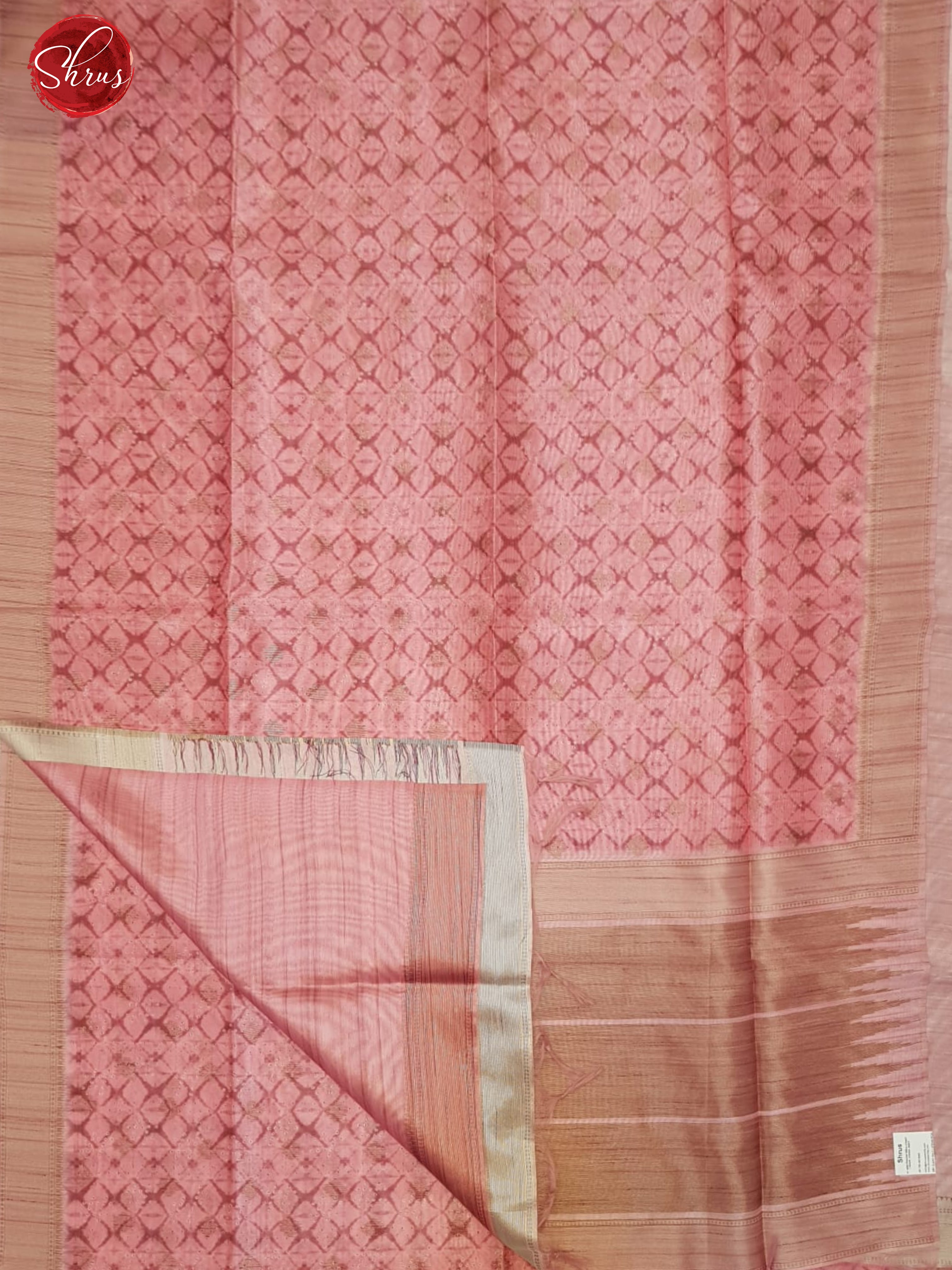Pink (Single tone)-  Semi Tussar with  floral pattern on the body & contrast   border - Shop on ShrusEternity.com