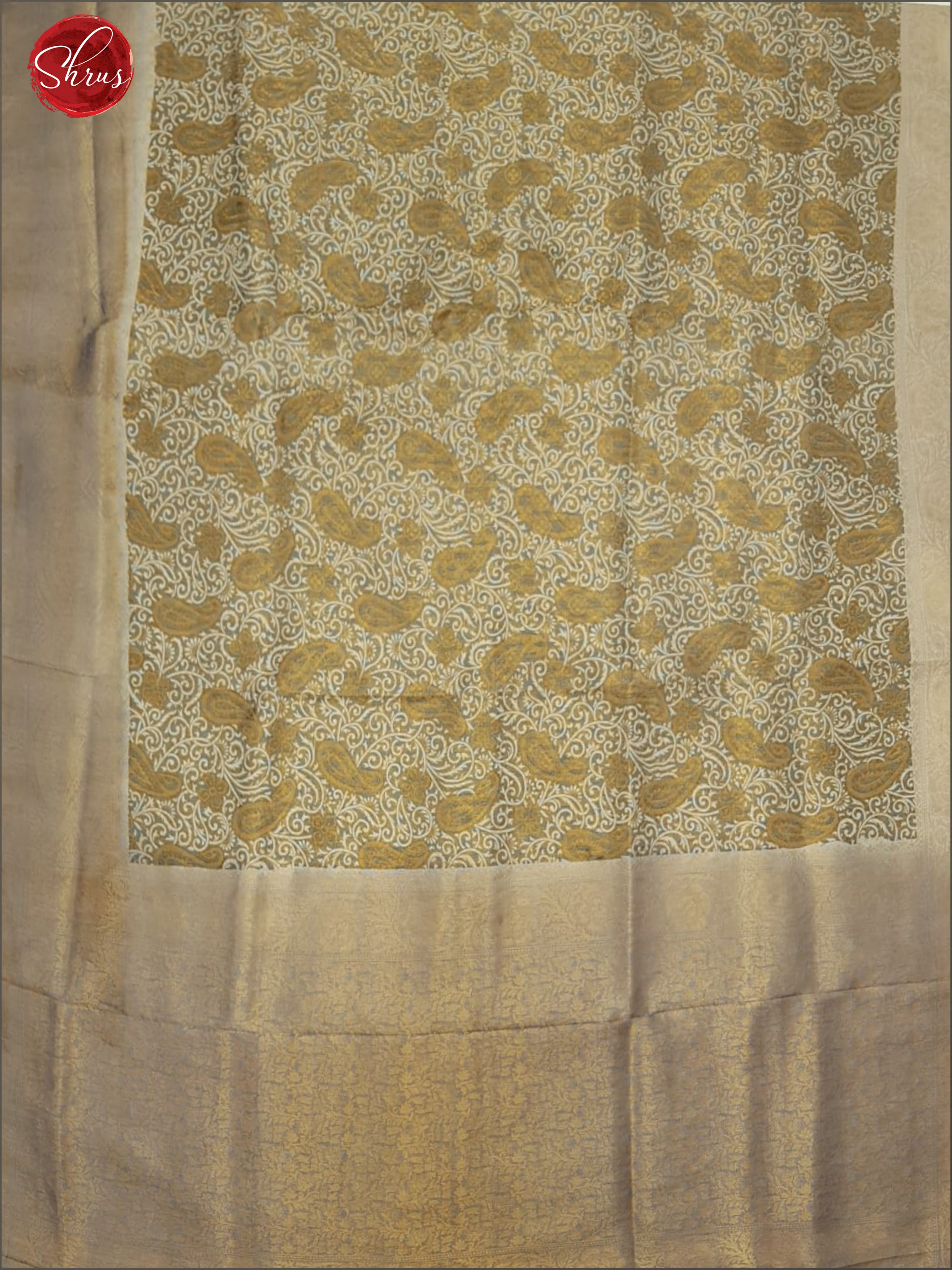 Grey(Single Tone)- Semi Georgette with floral print on  the body & Zari Border - Shop on ShrusEternity.com