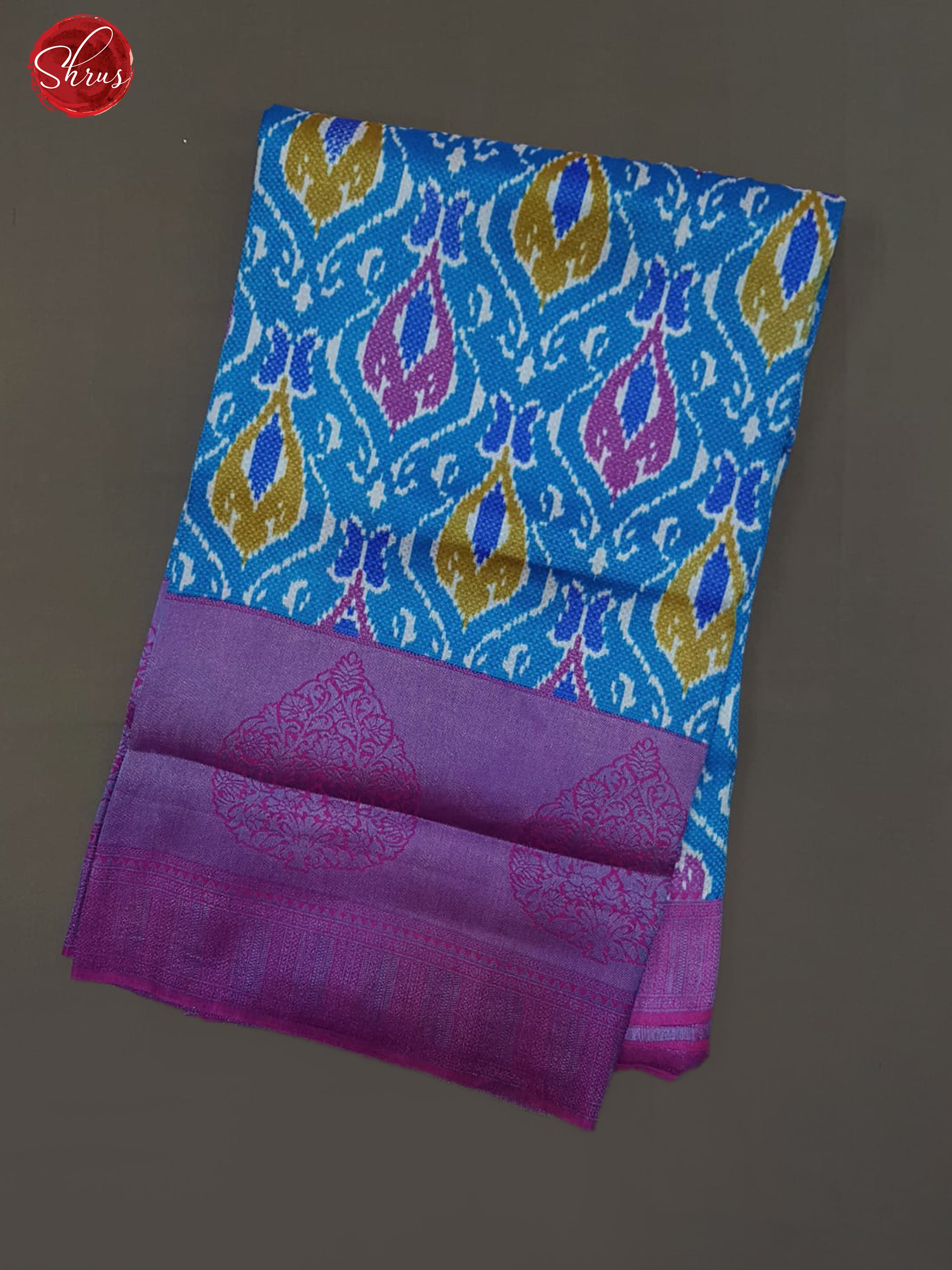 Blue & Pink - Semi Georgette with floral print on  the body & Zari Border - Shop on ShrusEternity.com
