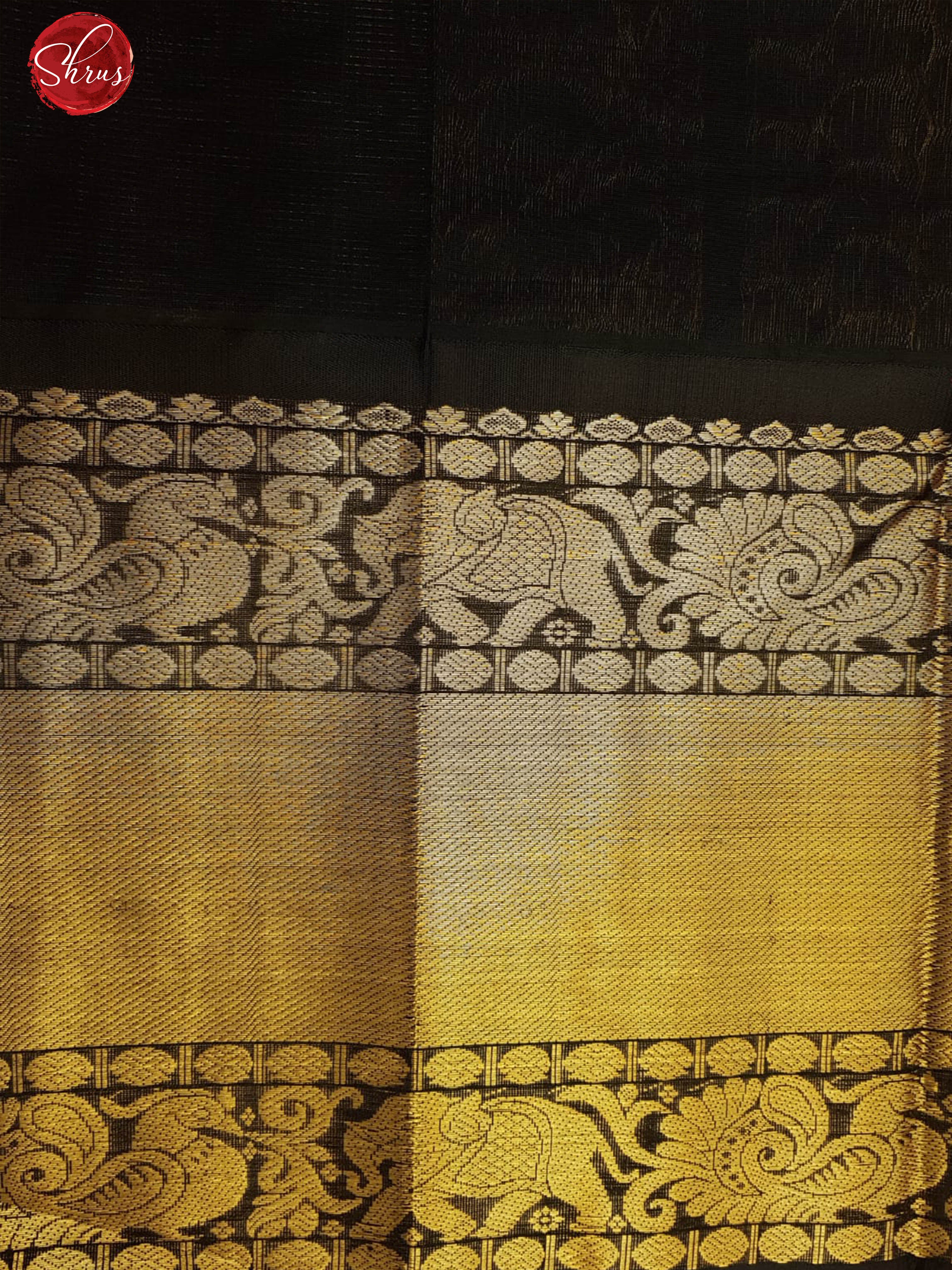 yellow  & Black - Silk Cotton with Zari woven peacock  motifs on the body & Zari Border - Shop on ShrusEternity.com