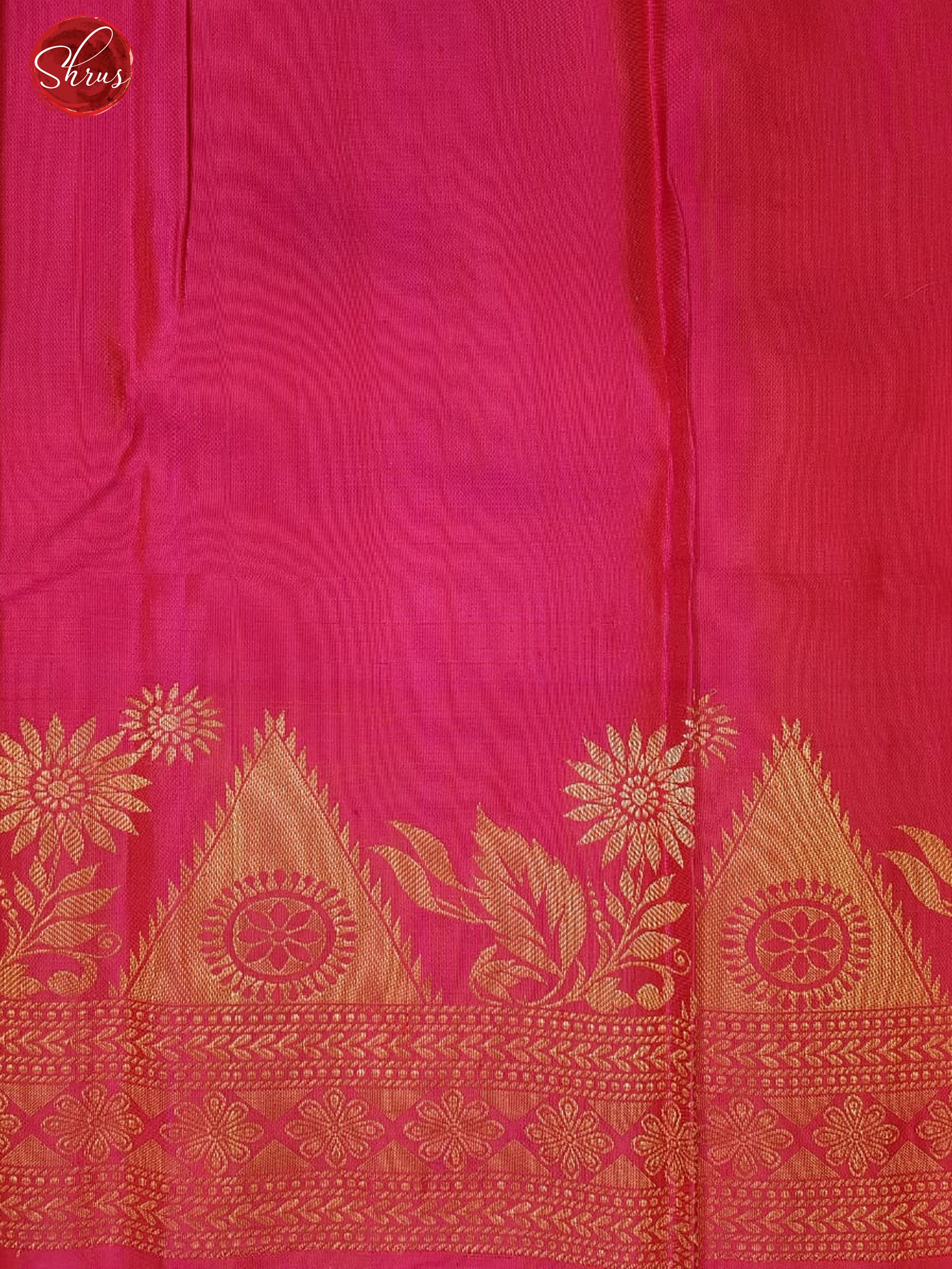 Mambala Yellow & Pink - Gadwal Silk with Zari woven floral ,peacock buttas on the Body & Zari Border - Shop on ShrusEternity.com