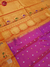 Purple & Mustard - Gadwal Silk with gold , Silver Zari buttas on the body & Zari Border - Shop on ShrusEternity.com