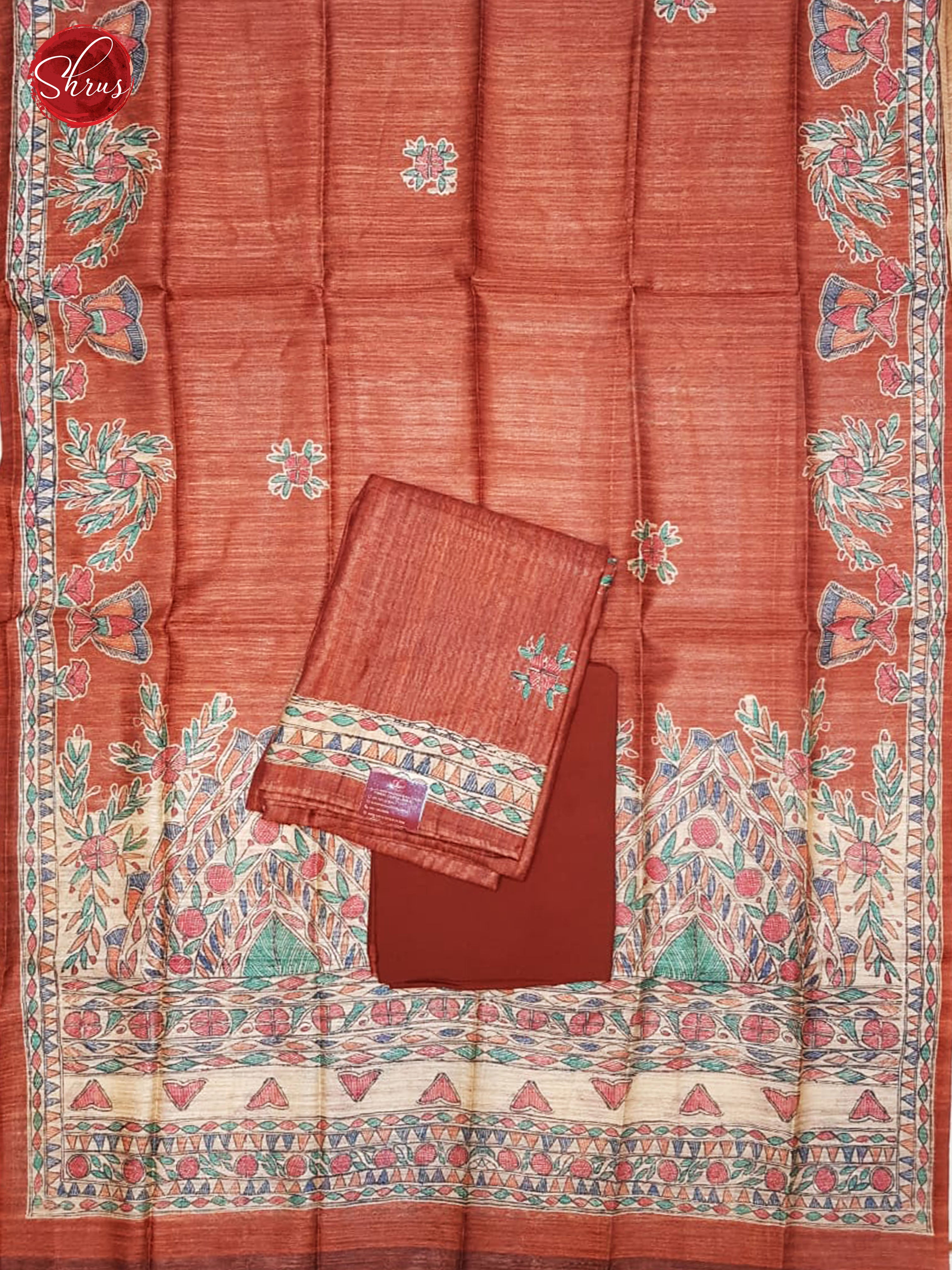 Brown - Matka Salwar Suit wi Madhubani printed Tops and Dupatta - Shop on ShrusEternity.com
