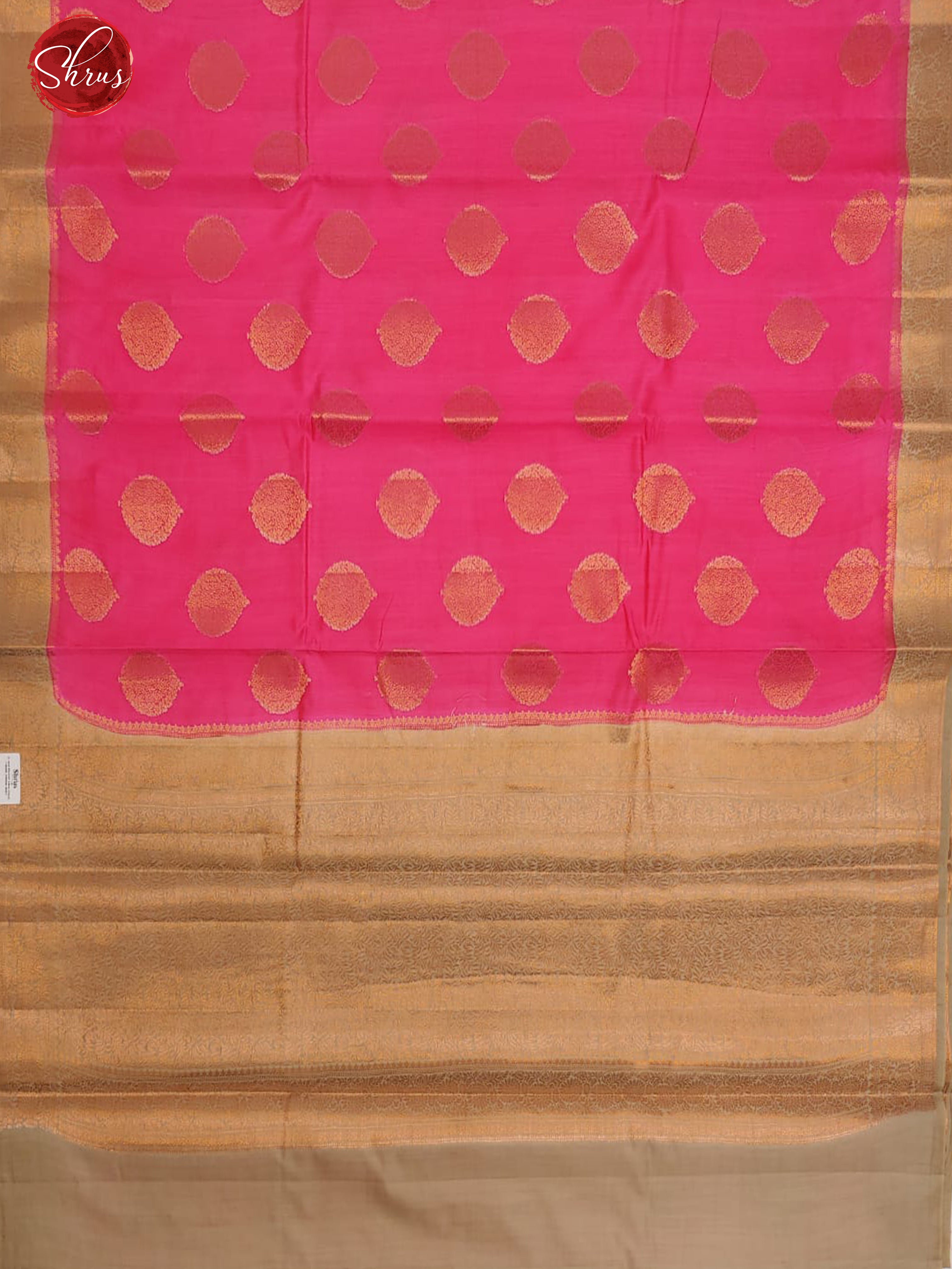 Pink & Beige - Chiniya Silk with Zari woven floral motifs on the body & Zari Border - Shop on ShrusEternity.com
