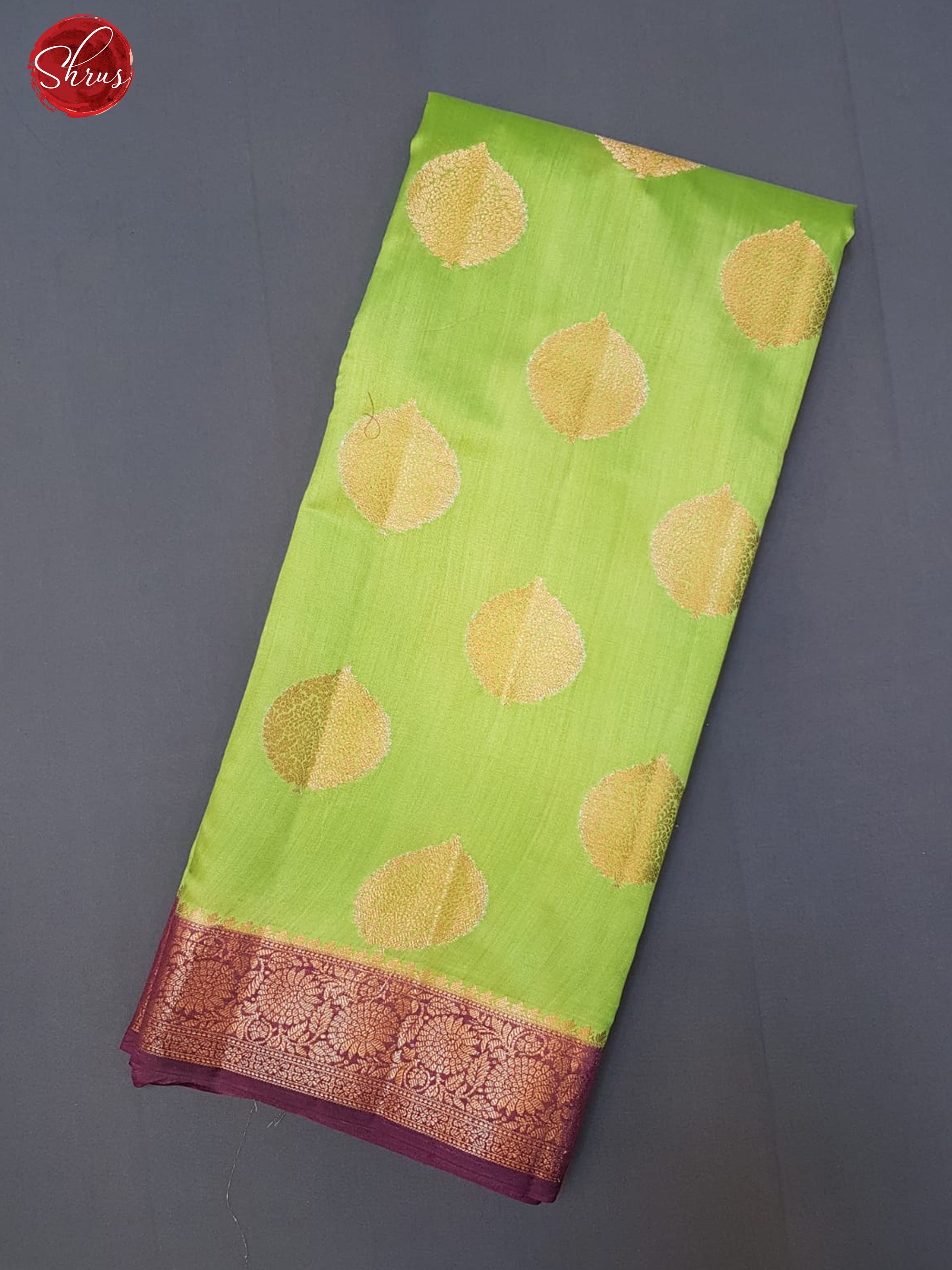 Green & Maroon - Chiniya SIlk with Zari woven floral motifs on the body & contrast Zari Border - Shop on ShrusEternity.com