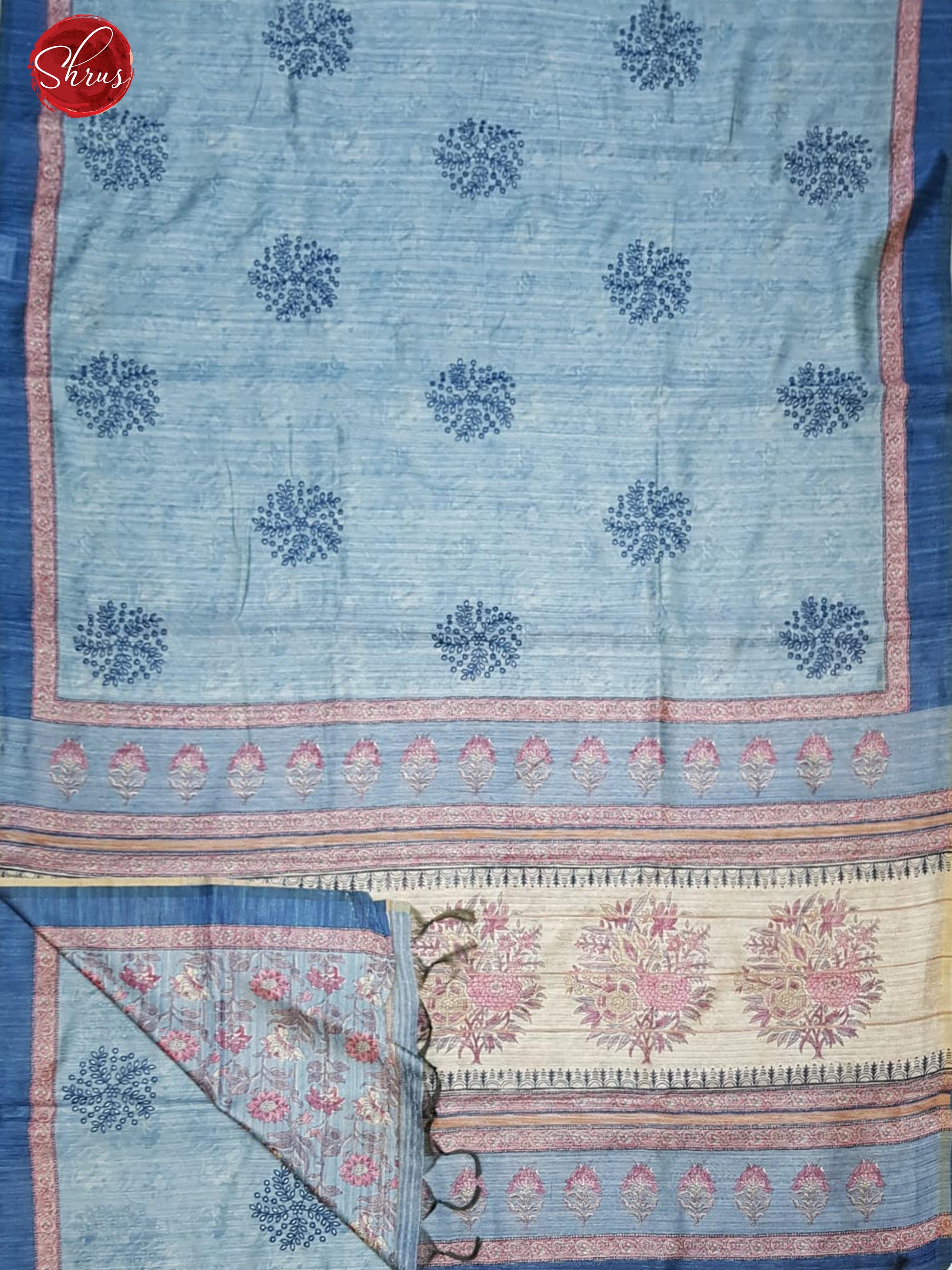 Blue(Single Tone)- Matka Cotton with floral on the Body & Contrast Border - Shop on ShrusEternity.com
