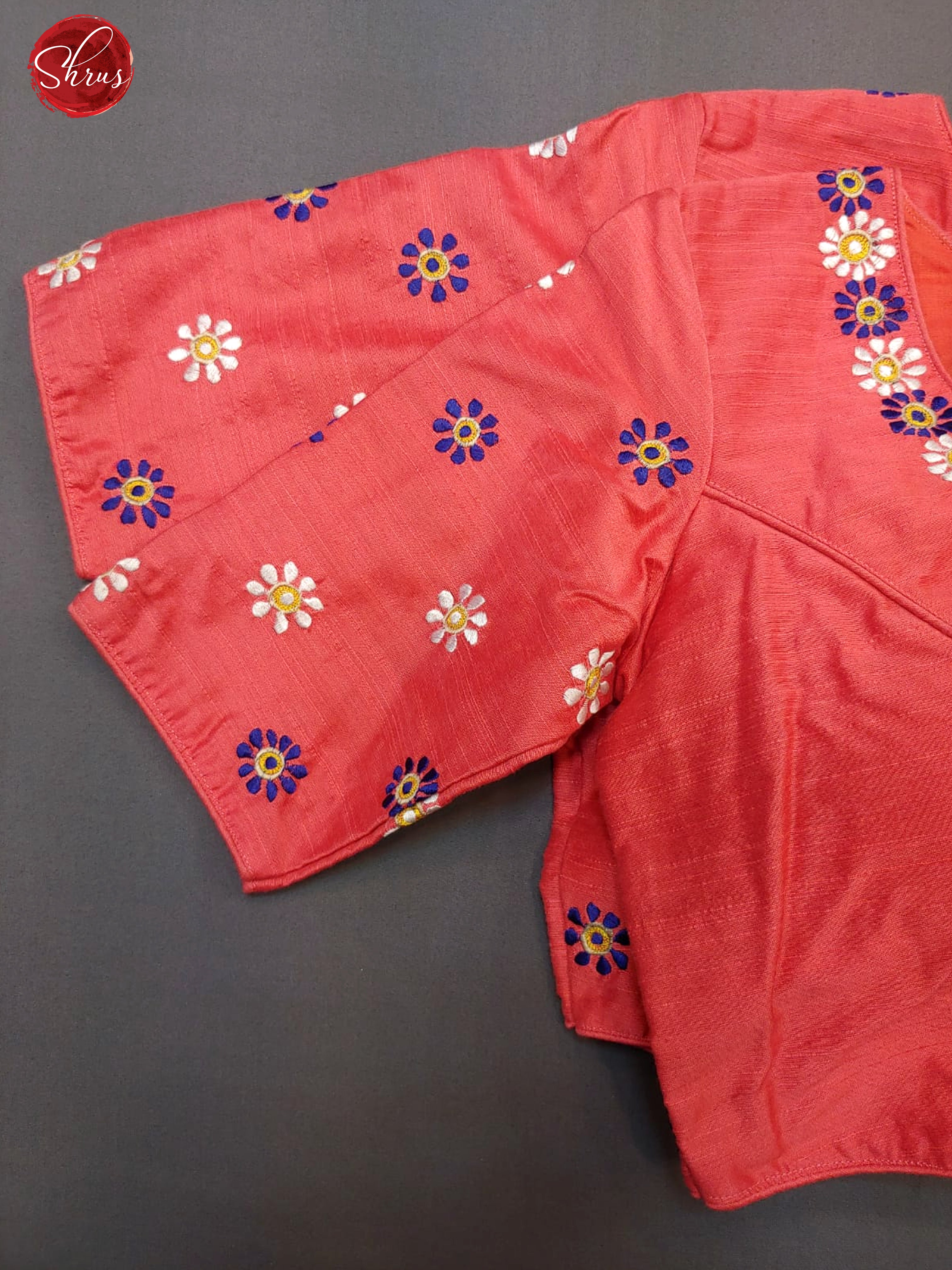 Peach  - Blouse with kathak , floral  embroidery on the back - Shop on ShrusEternity.com