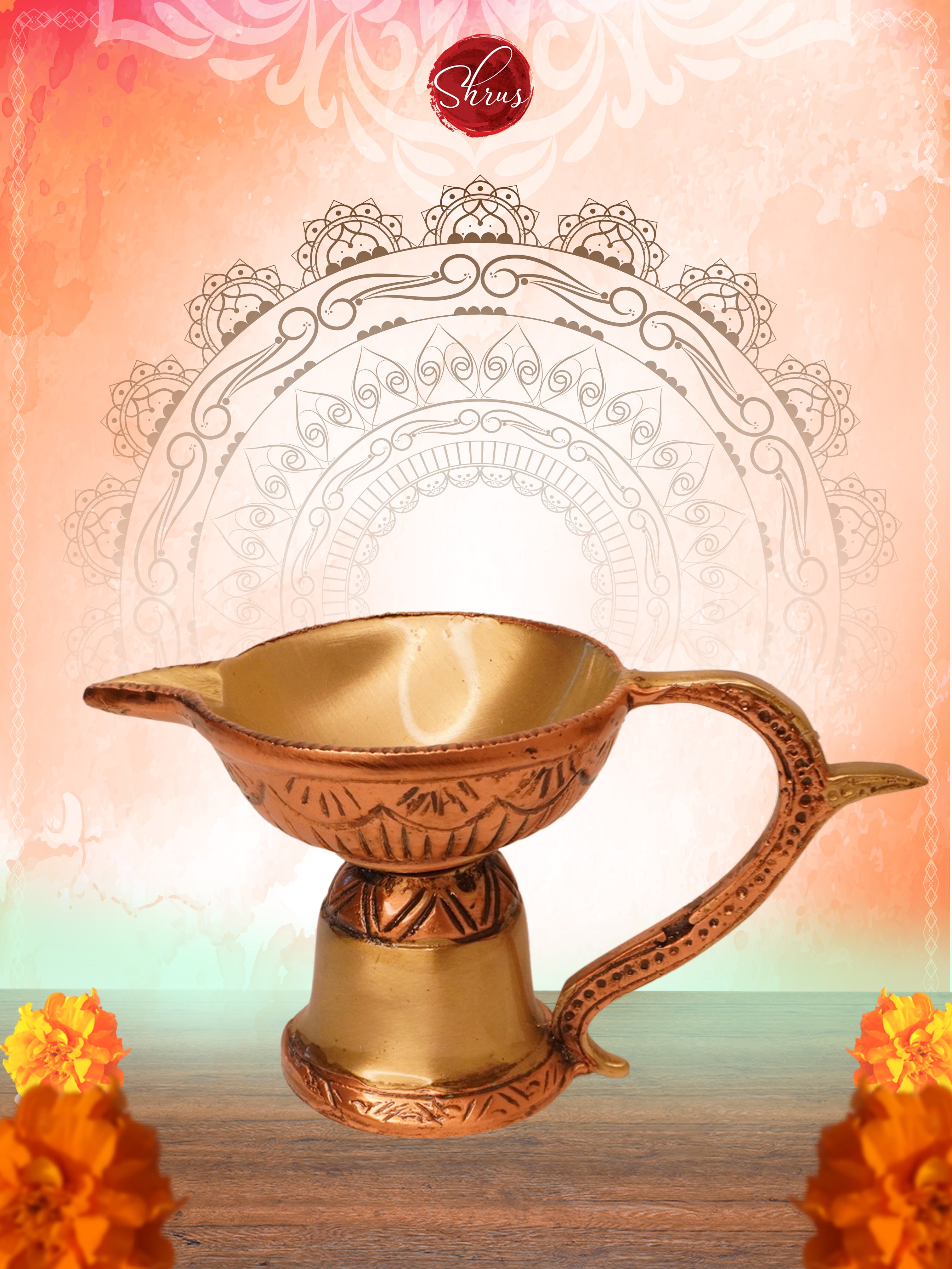 2.7" Brass Agal Deepam / Oil Lamp/ Diyas for Puja room and Home Decor in Dual Tone Finish (Pack of Two) - Shop on ShrusEternity.com