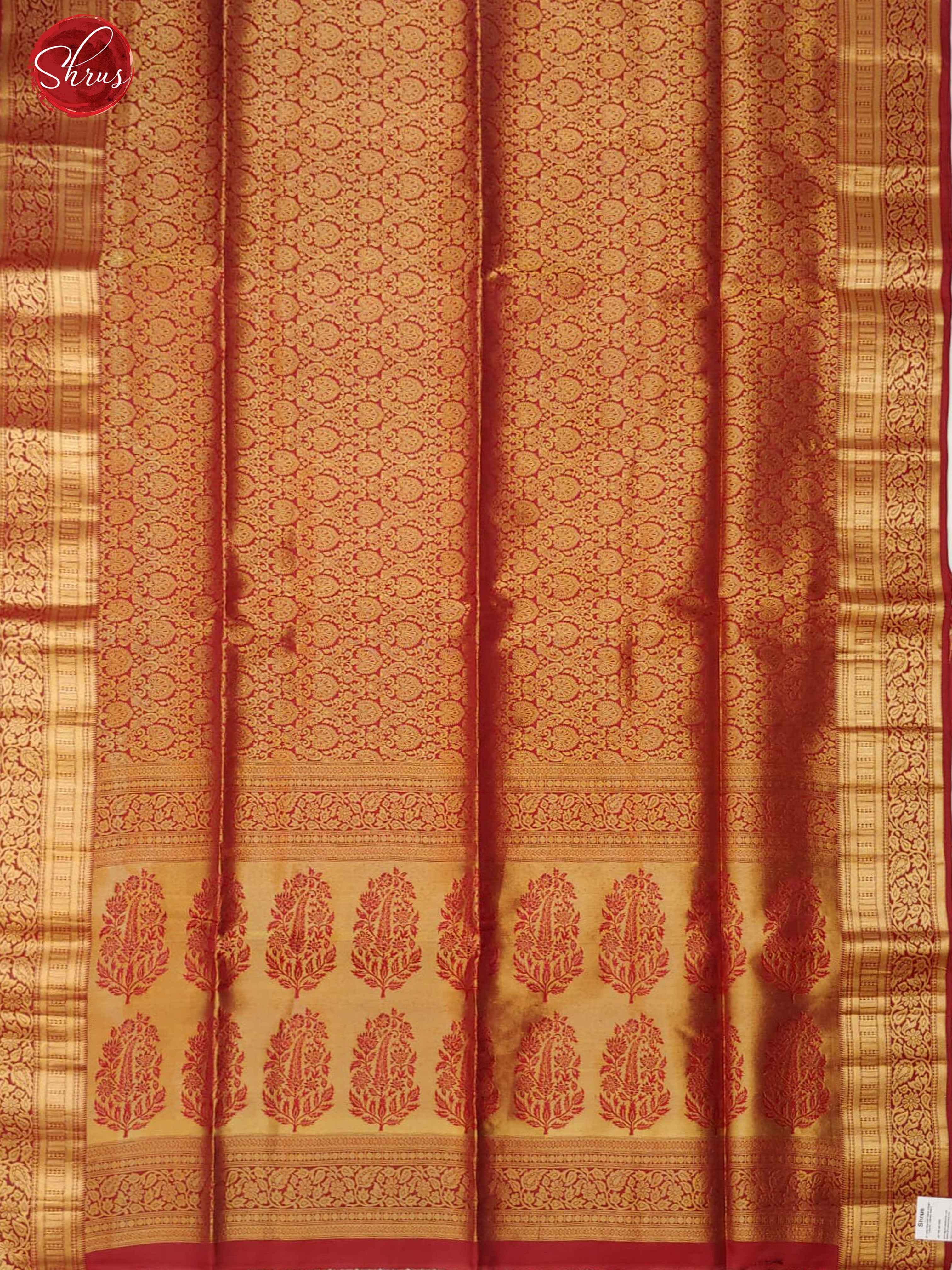 Maroon(Single Tone)- Soft Silk with zari woven floral nestling brocade on the body & Zari Border - Shop on ShrusEternity.com