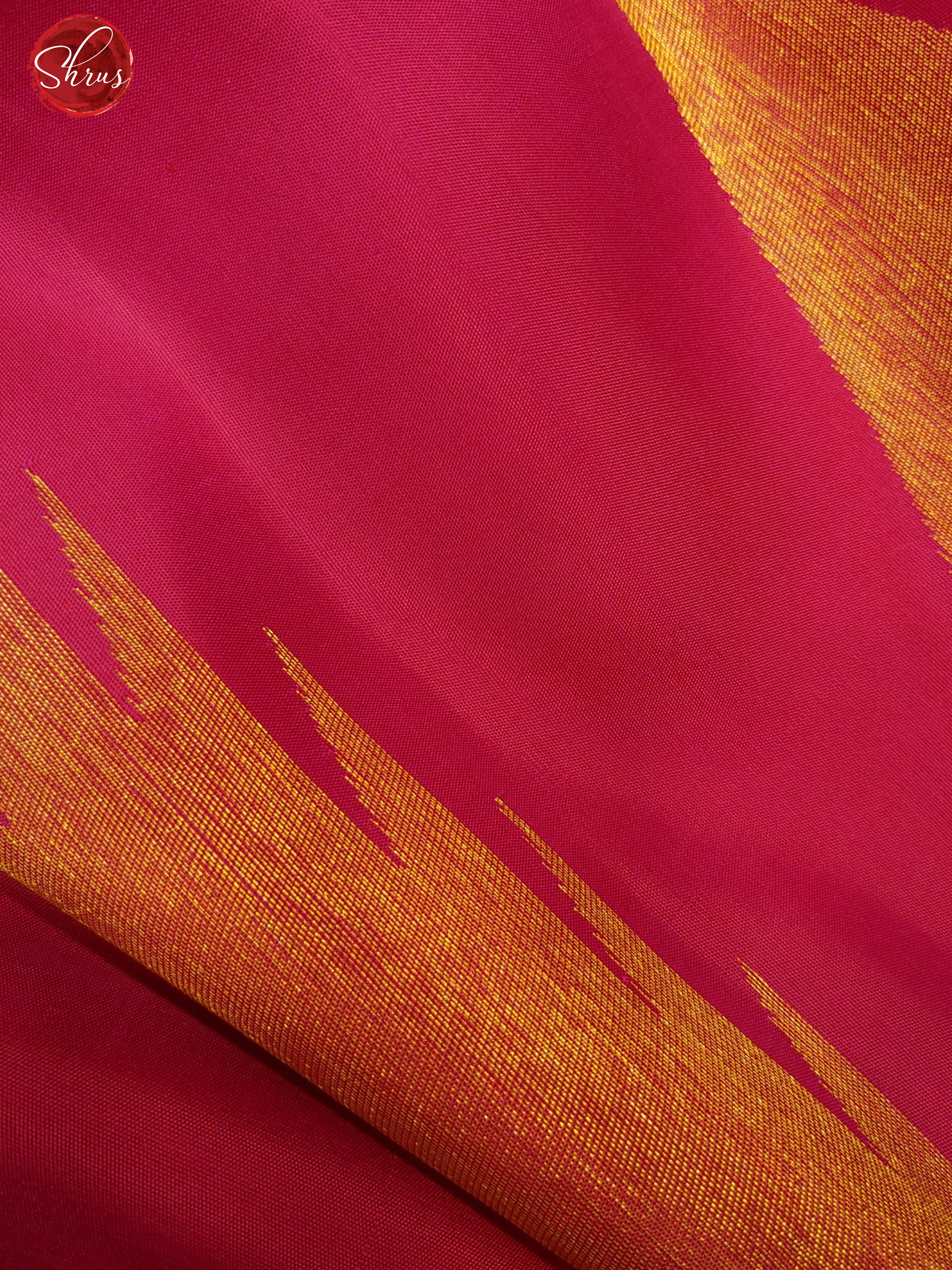 Rani pink(Single tone)- Kanchipuran Silk with plain body & zari woven temple Border - Shop on ShrusEternity.com