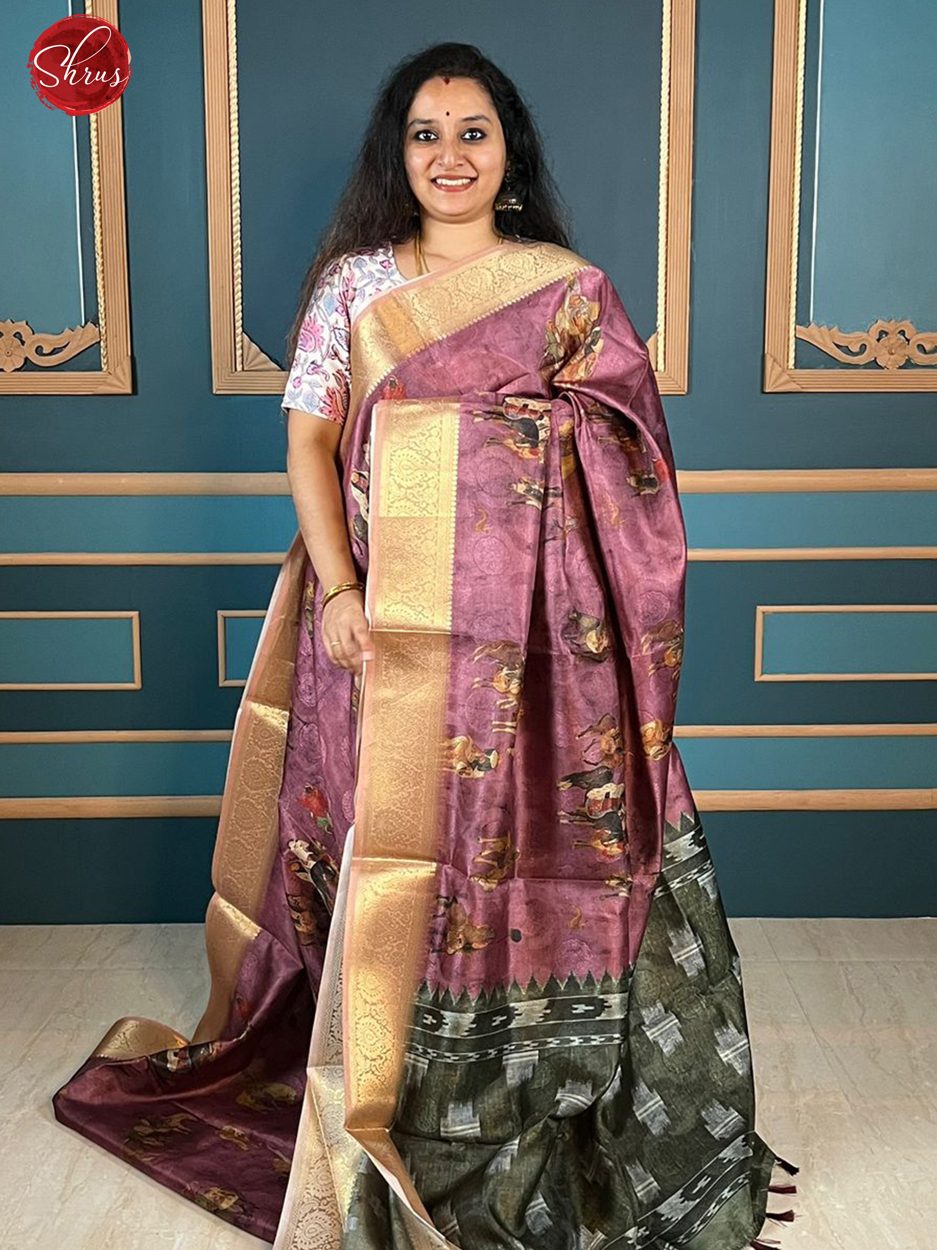 Cream and Multi Semi Jute Saree - Sri Arya Silks