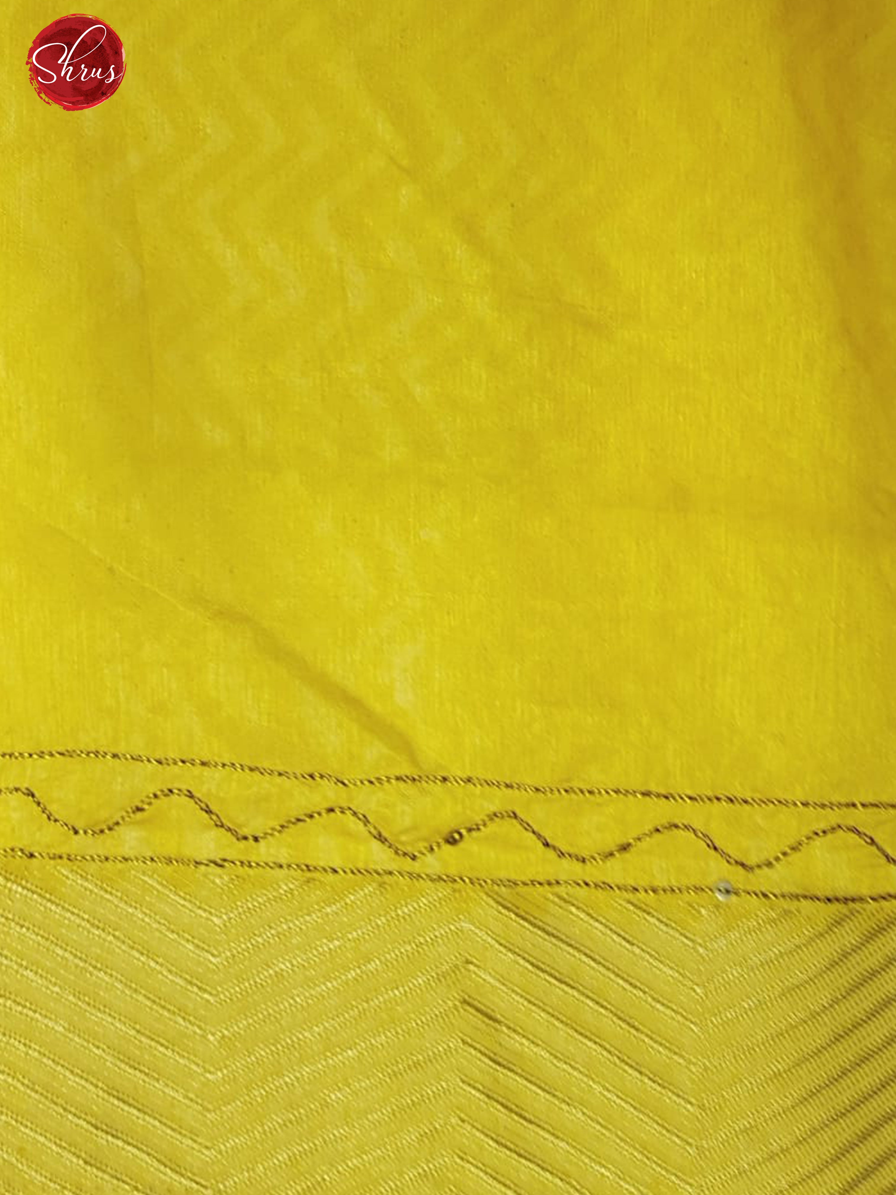 Yellow (Single Tone)- Semi Kantha ( Poly mix ) with printed ,   kantha stitch on the body& Border - Shop on ShrusEternity.com