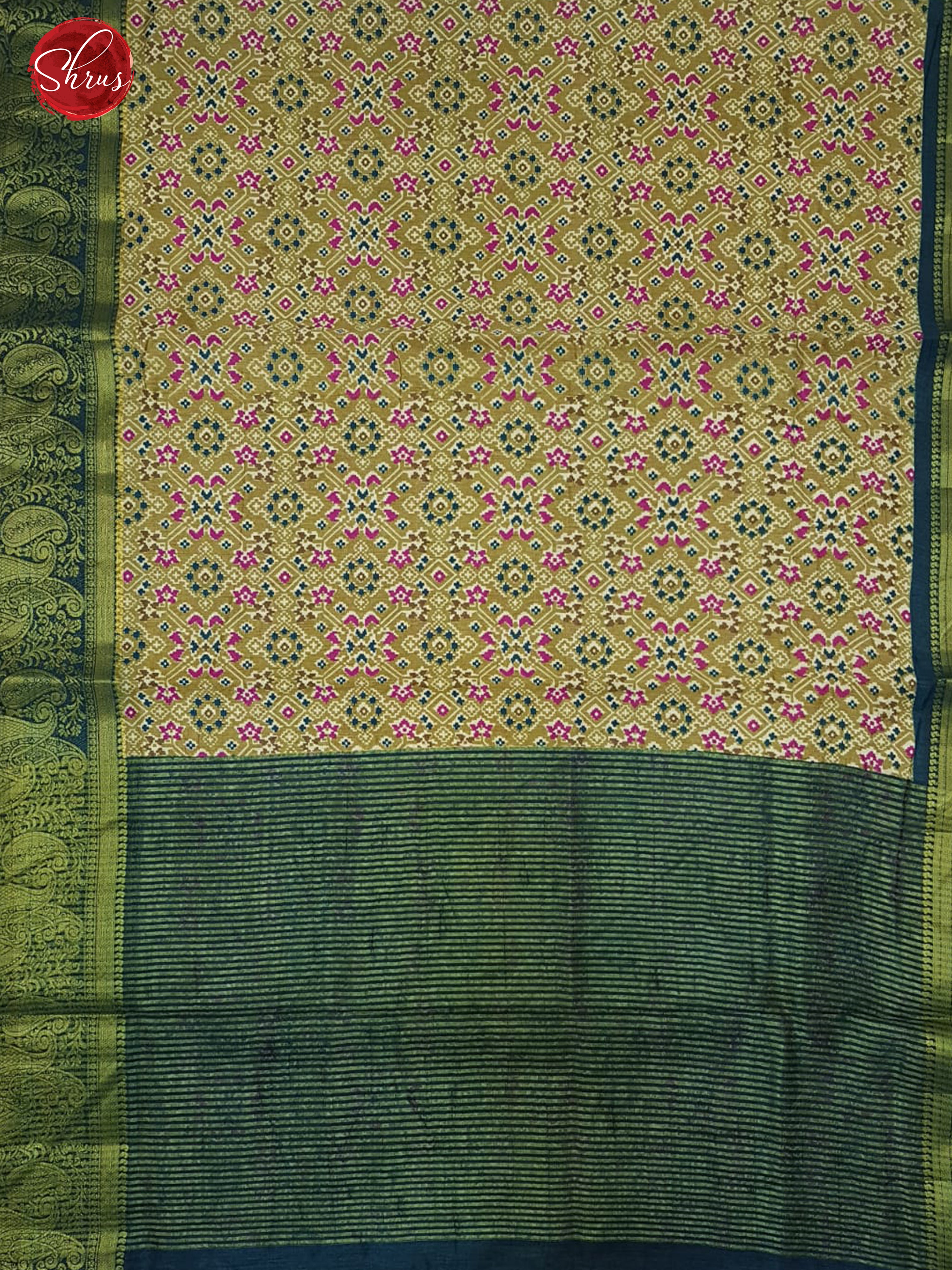Light Green & Green - Semi Patola with patola floral print on the body  &  contrast  zari border - Shop on ShrusEternity.com