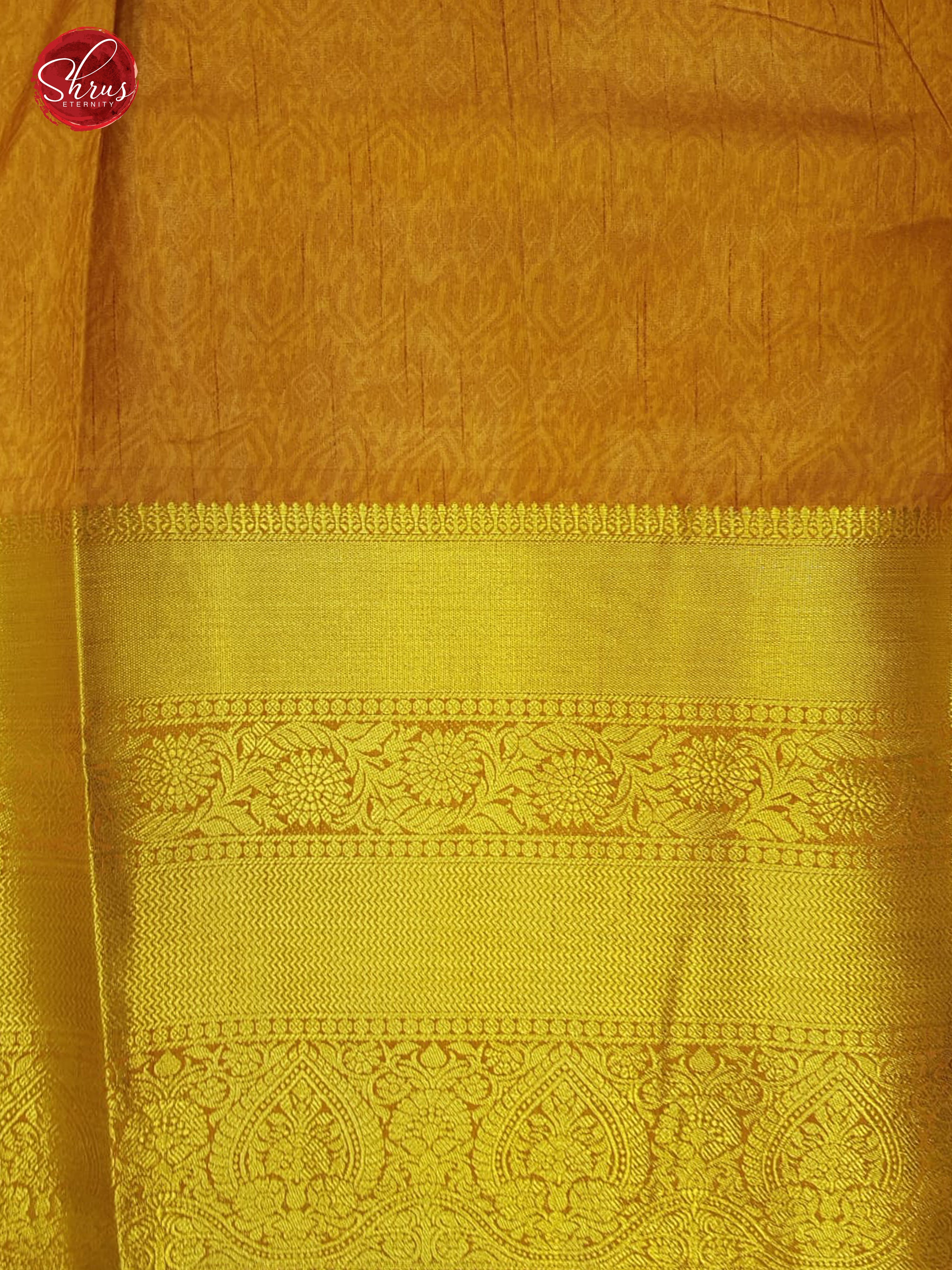 Brick Orange and Mustard -Semi Patola Saree with  contrast Zari border - Shop on ShrusEternity.com
