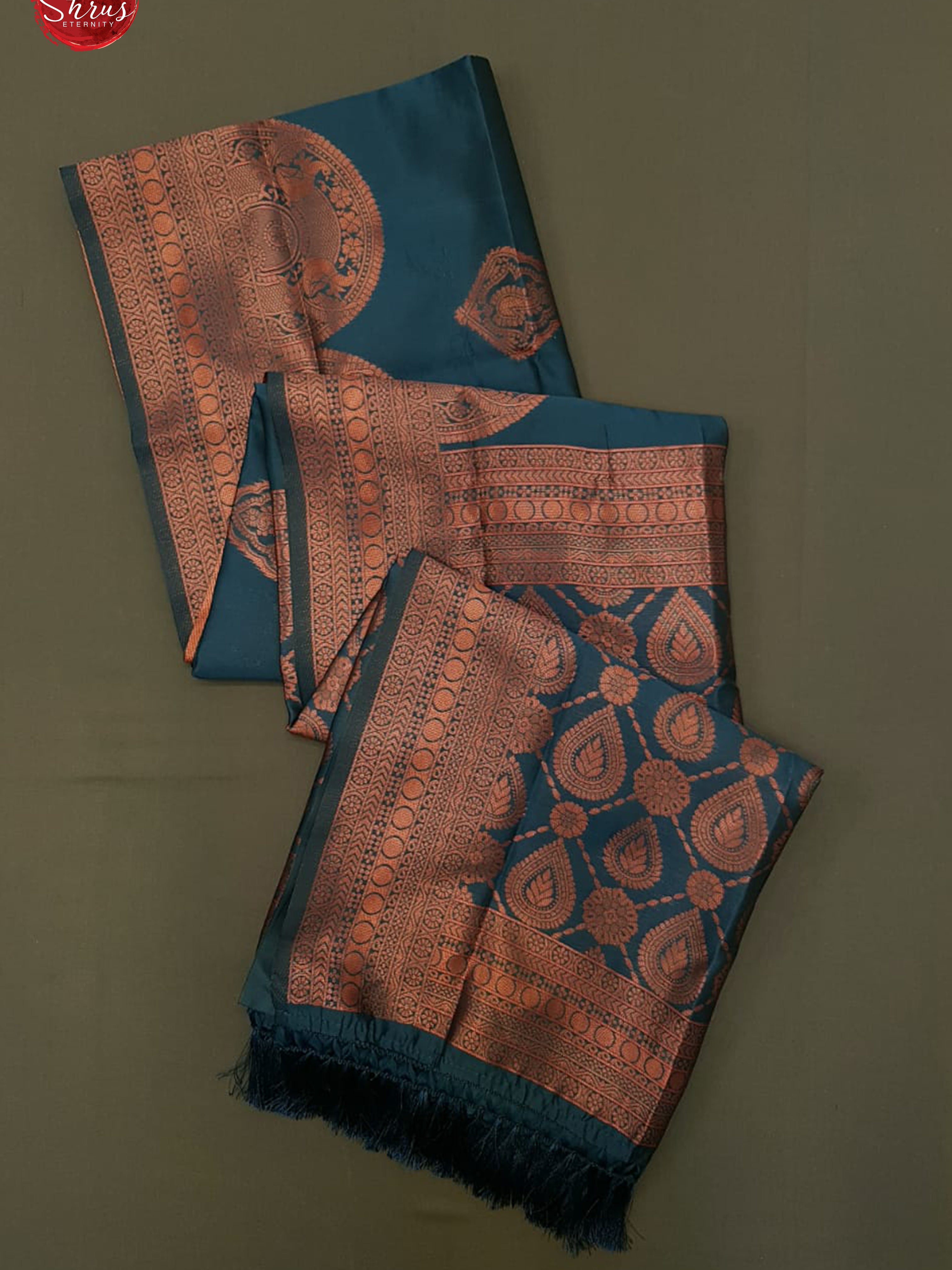 Blue(Single Tone)- Semi Soft Silk with zari woven  floral  motifs on the body & Zari Border - Shop on ShrusEternity.com