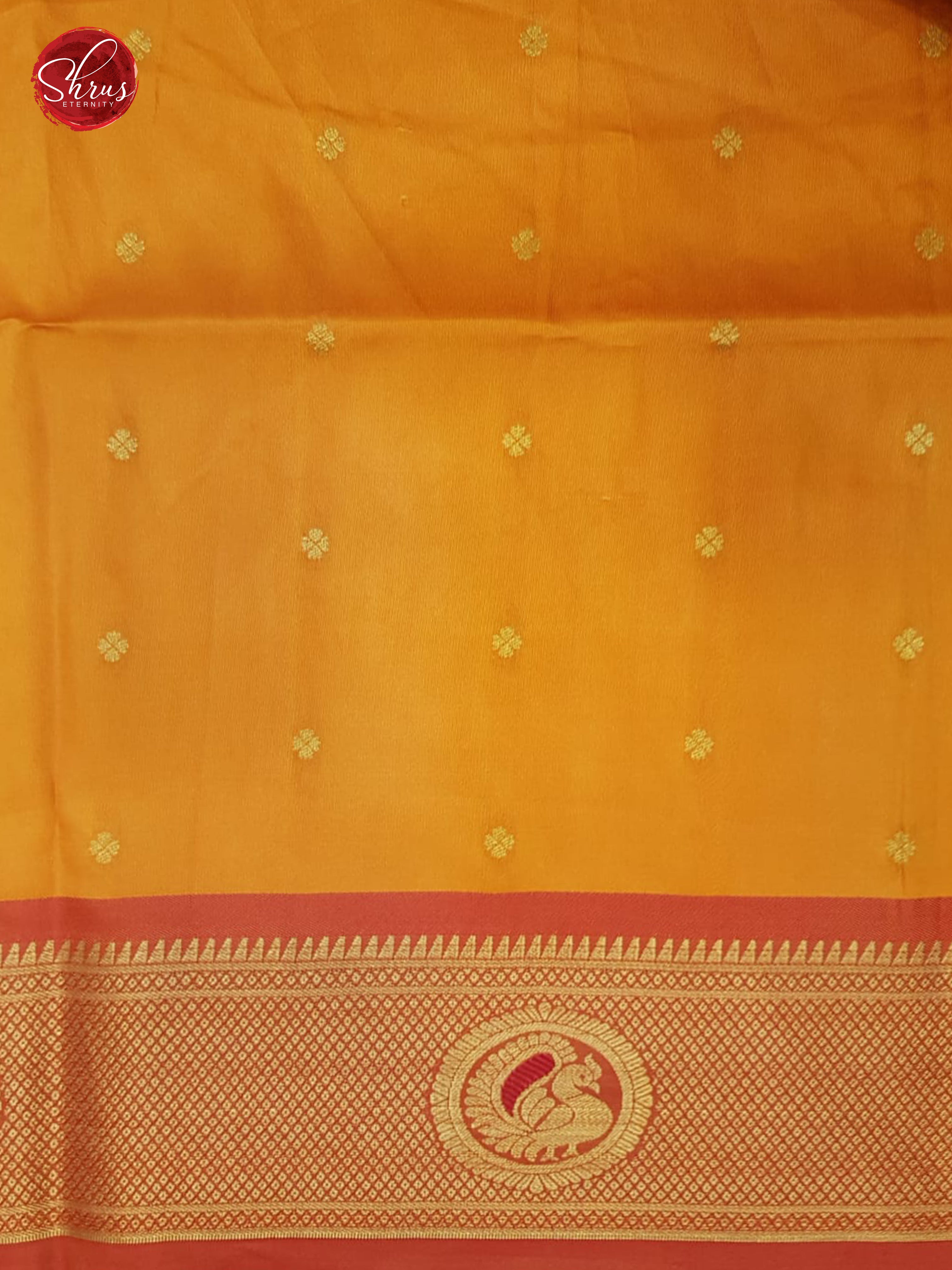 Blue & Orange -Semi Paithani with art printed  body &  Zari Border - Shop on ShrusEternity.com
