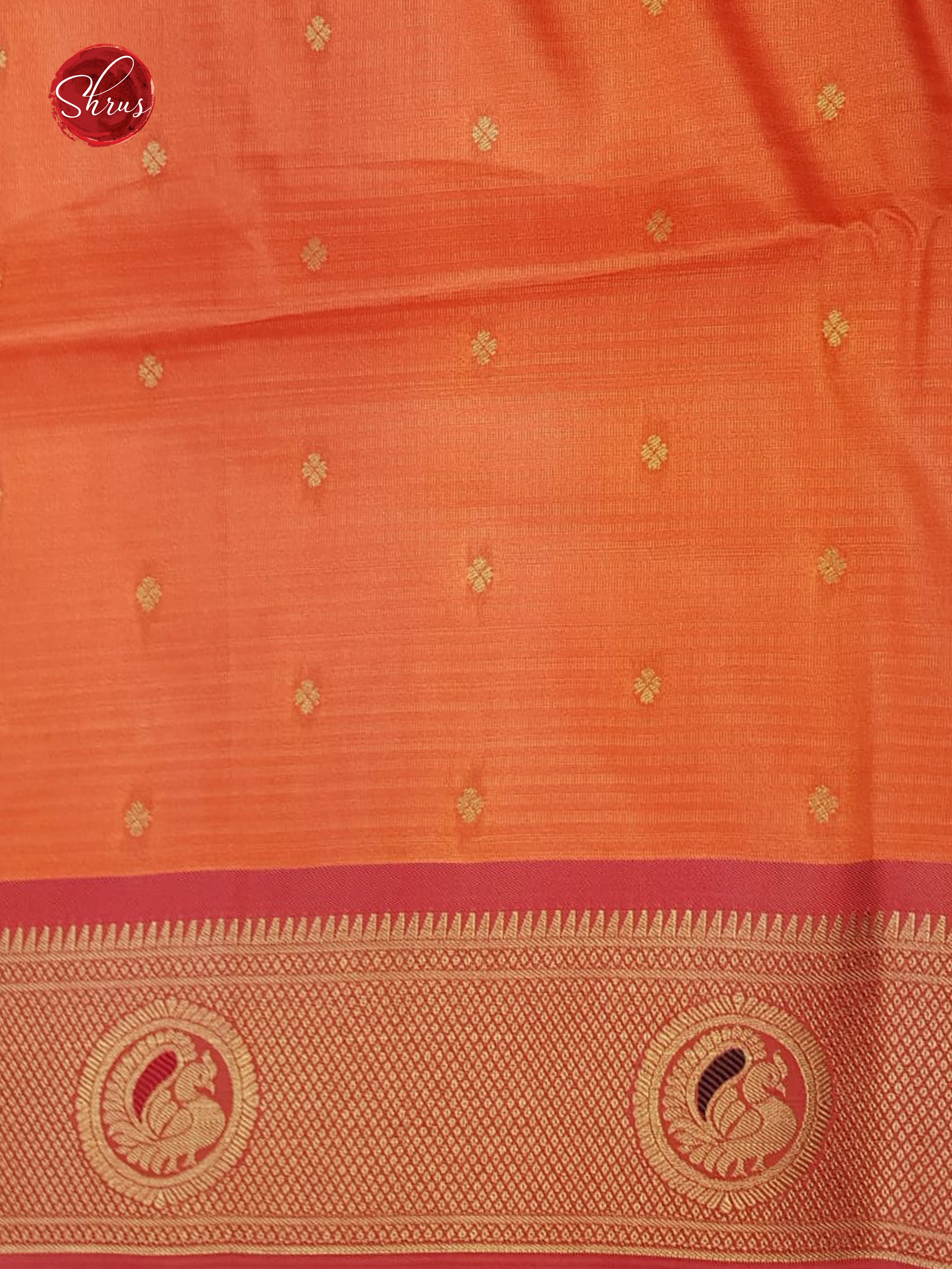 Green & Orange -Semi Paithani with art printed  body &  Zari Border - Shop on ShrusEternity.com
