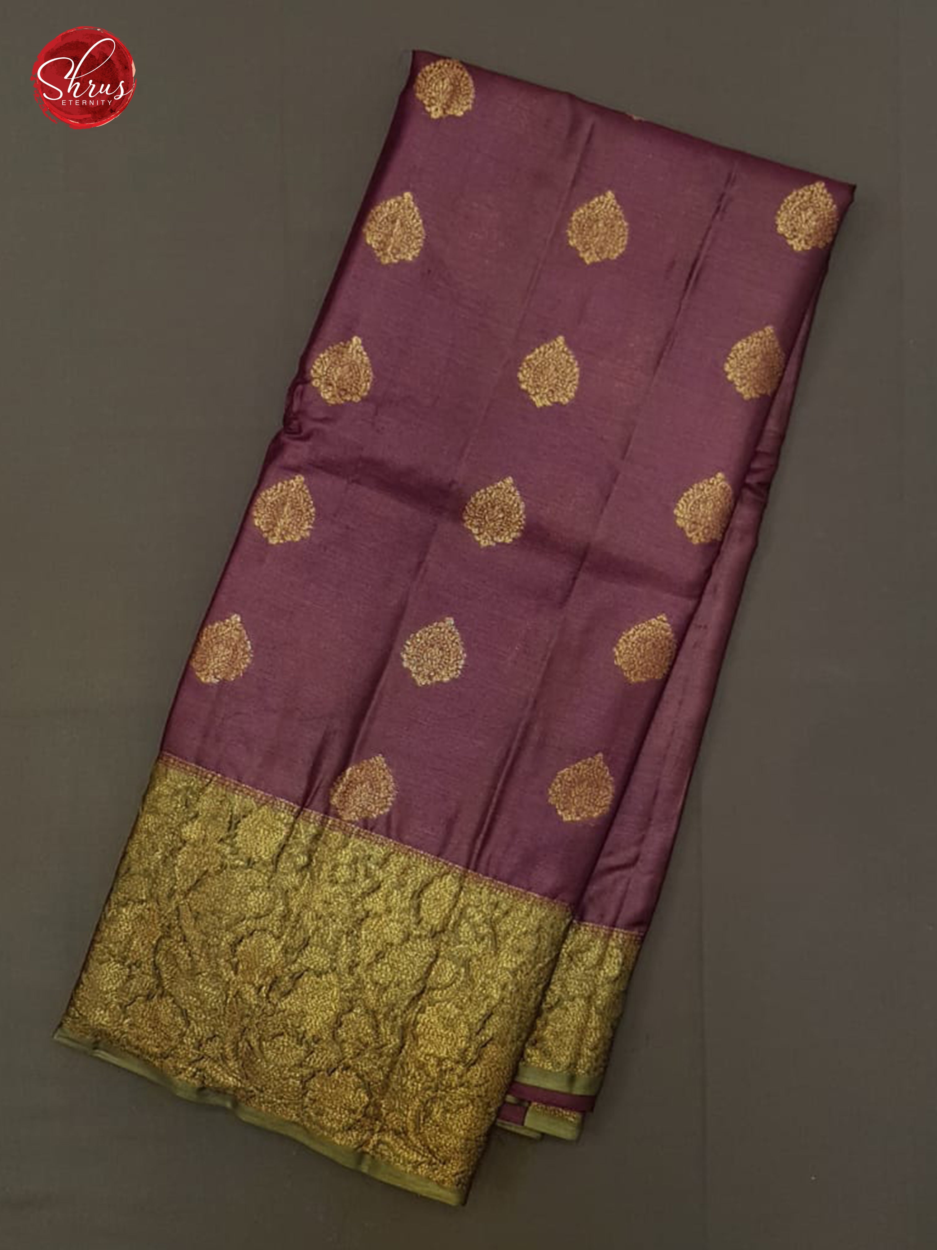 Wine & Grey -Tussar with zari woven floral motifs  on the body &    contrast Zari Border - Shop on ShrusEternity.com