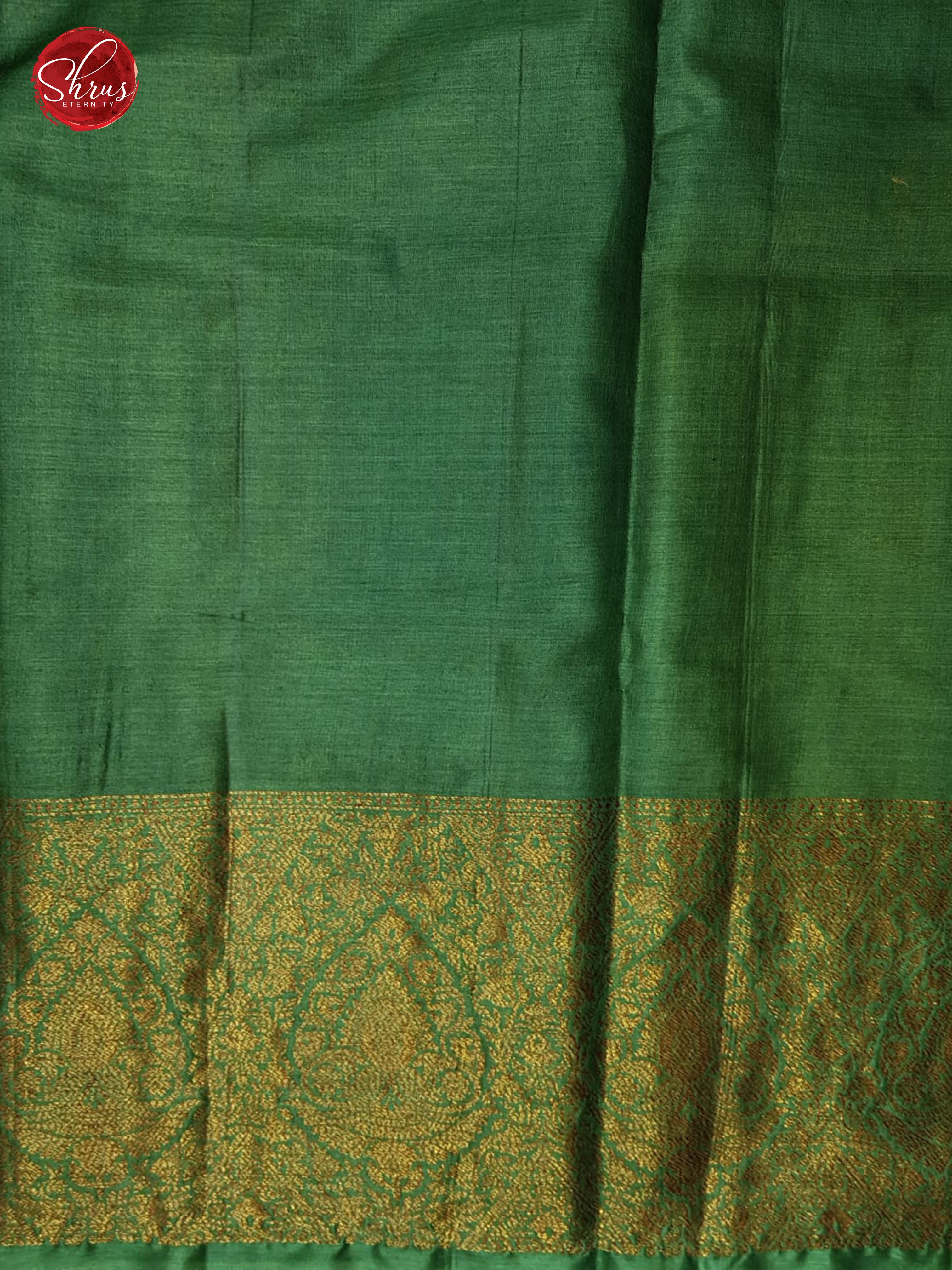 Brown & Green - Tussar with zari woven floral Buttas on the body &  contrast  Zari Border - Shop on ShrusEternity.com