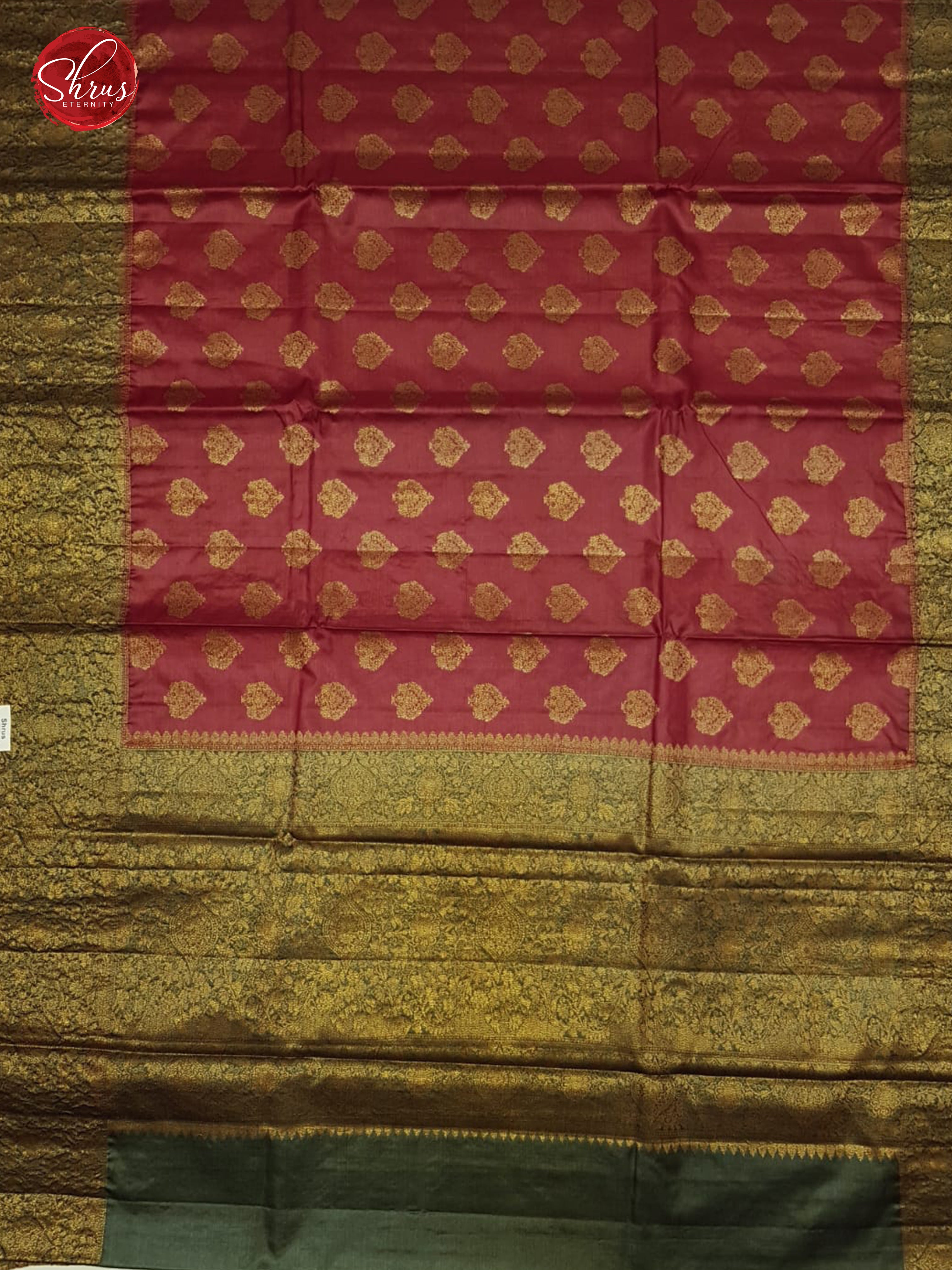 Red & Grey - Tussar with zari woven floral motifs  on the body &  Contrast  Zari Border - Shop on ShrusEternity.com