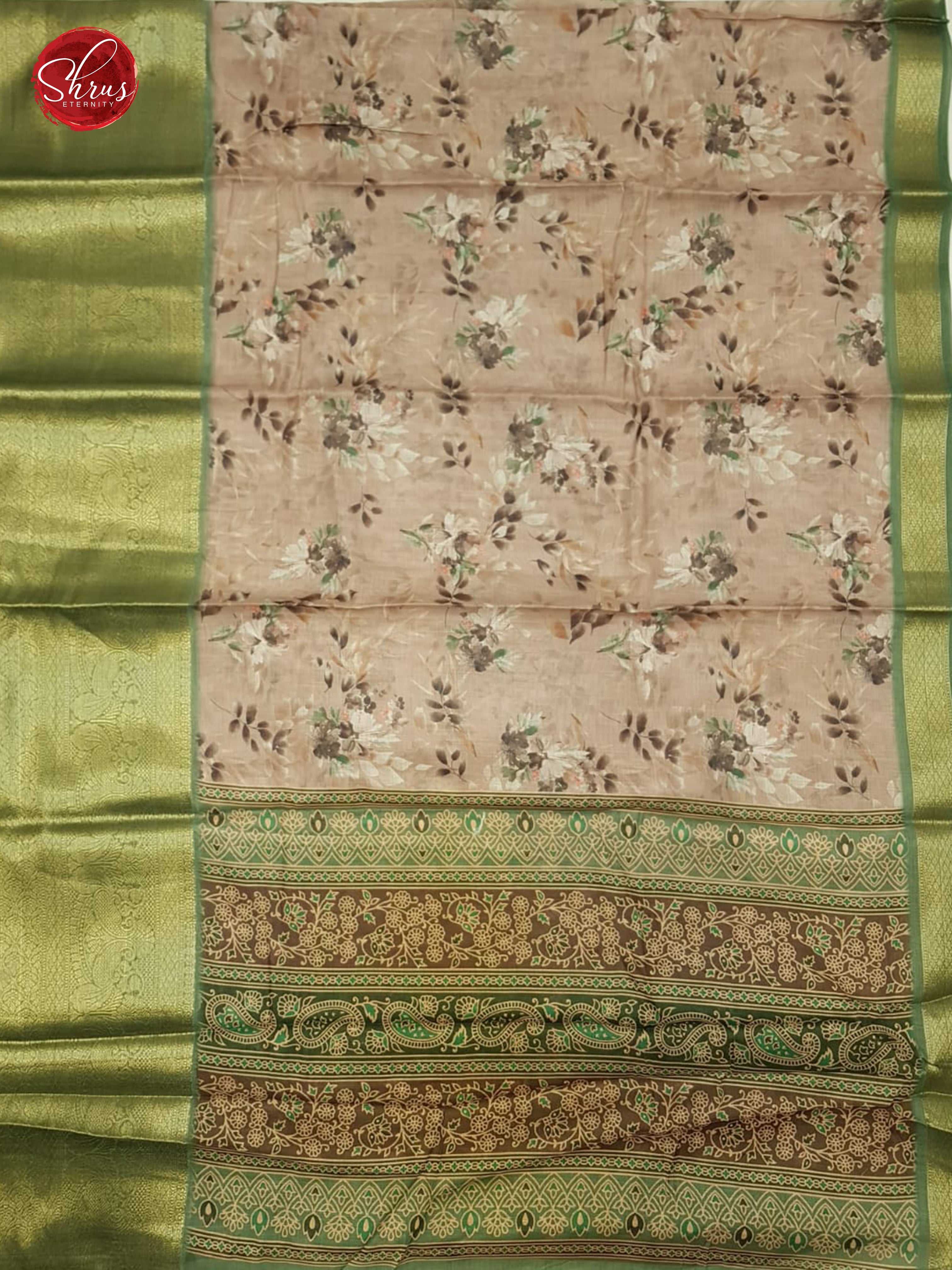 Light Onion Pink & Green -   Matka Cotton with floral print on the Body &  contrast  zari  Border - Shop on ShrusEternity.com
