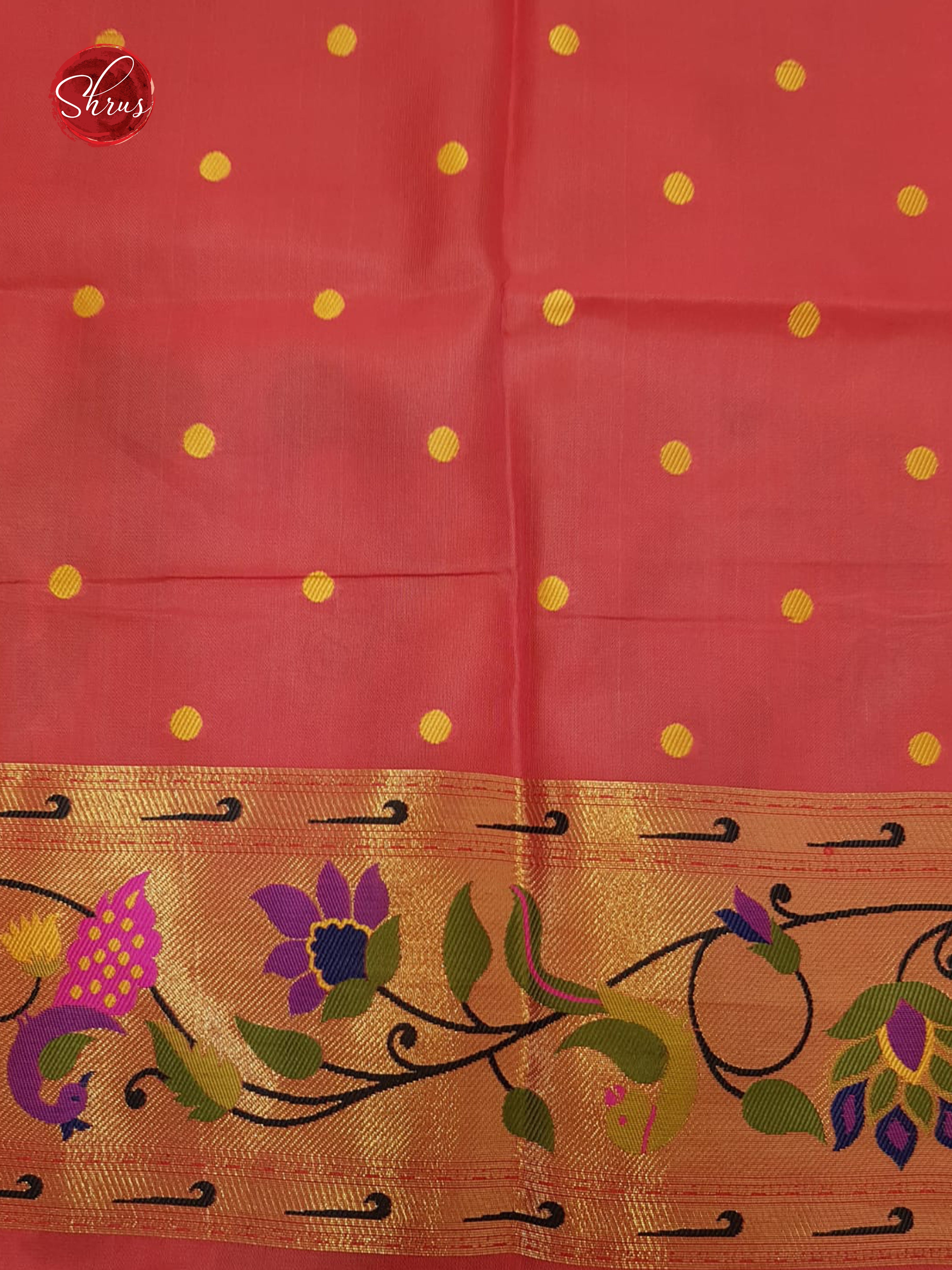 Pink(Single Tone)- Semi Paithani with art printed  body &  Zari Border - Shop on ShrusEternity.com