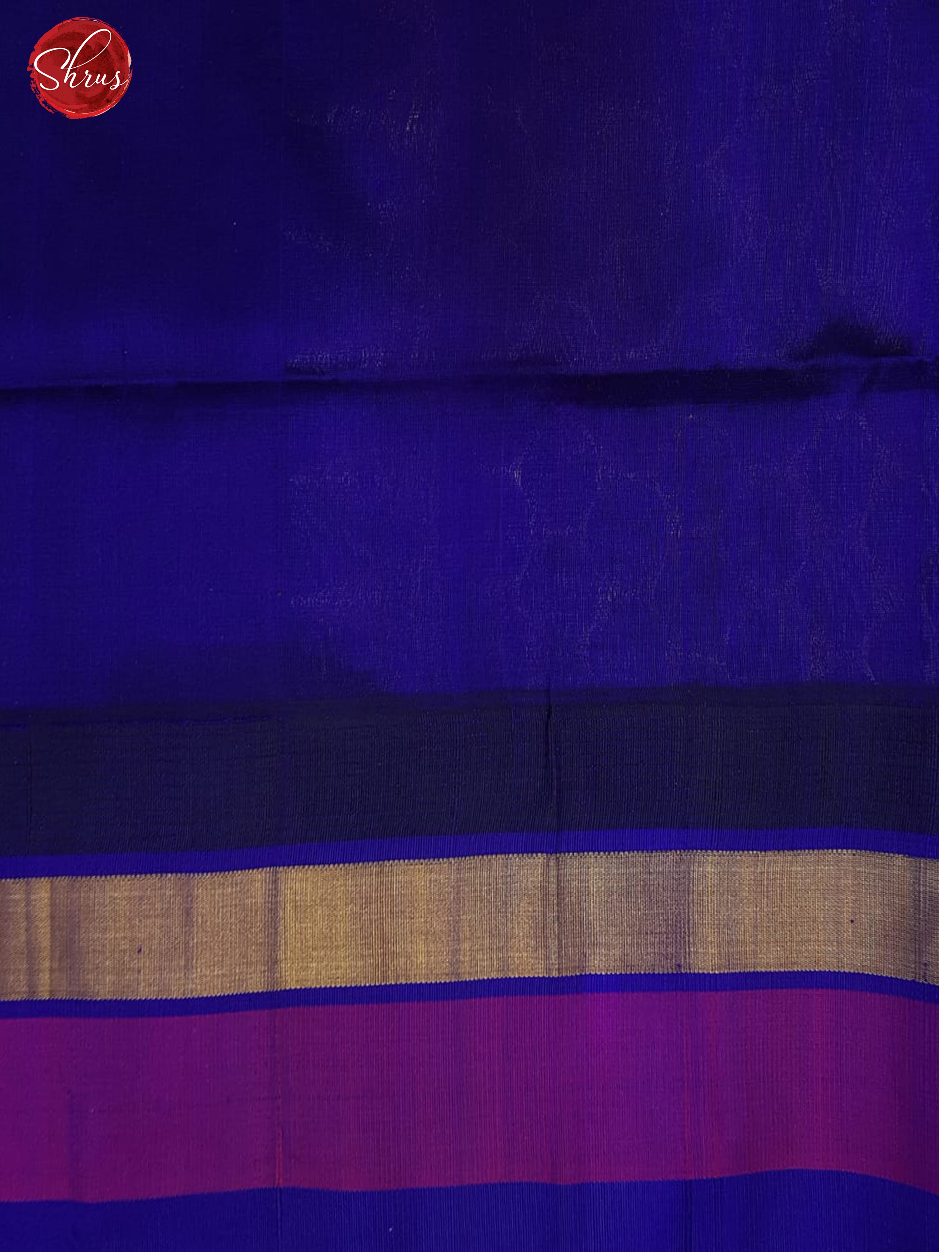 Grey & Blue -  Silk Cotton with plain Body  & Contrast Border - Shop on ShrusEternity.com