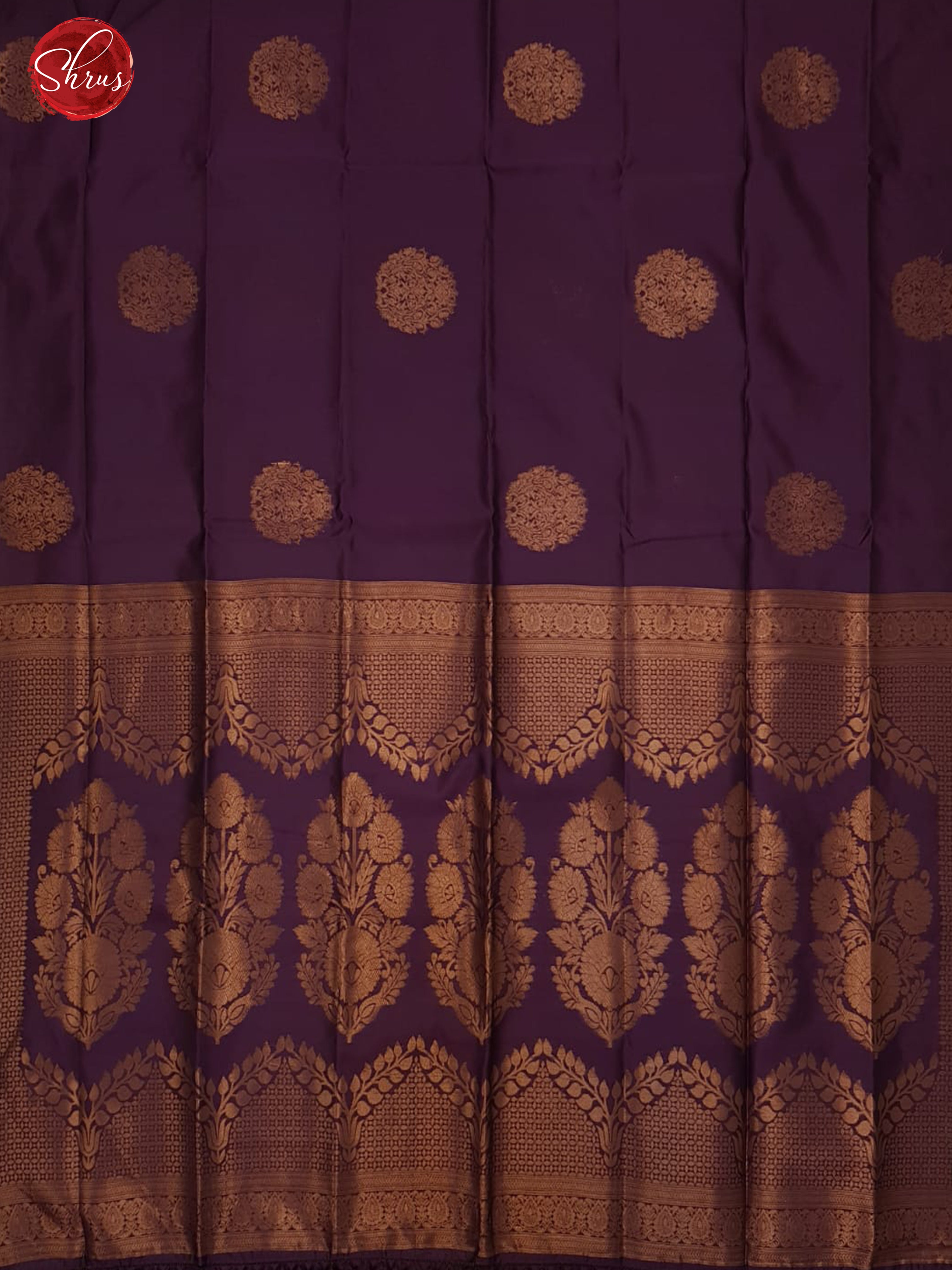 Purple(Single Tone)- Borderless Semi Soft Silk with zari woven floral motifs on the body - Shop on ShrusEternity.com