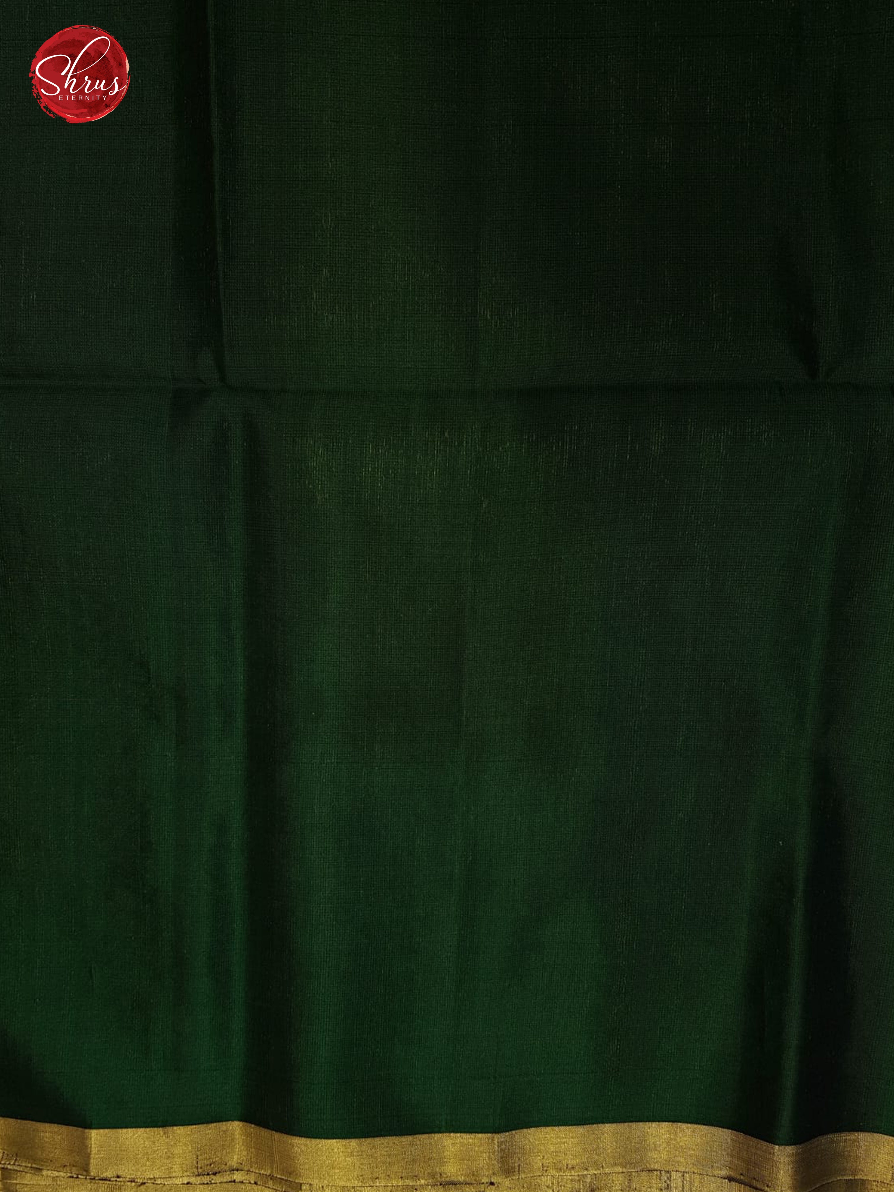 Grey & Green -   Borderless Silk  (half-Pure) with  gold, silver Zari woven   Motifs on the body - Shop on ShrusEternity.com