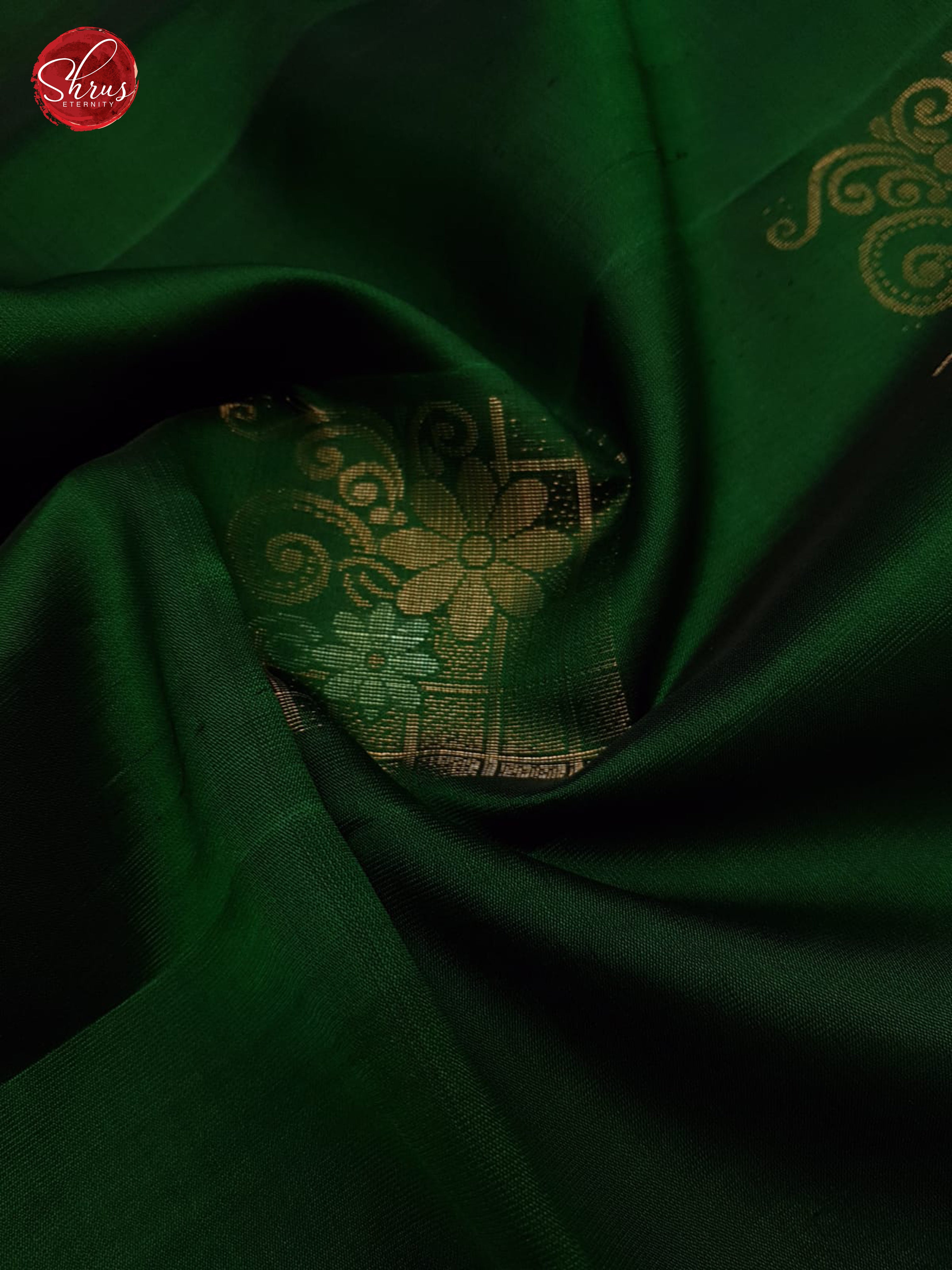 Green & Orange - Borderless  Silk  (half-Pure) with  Zari woven floral motifs on the body - Shop on ShrusEternity.com