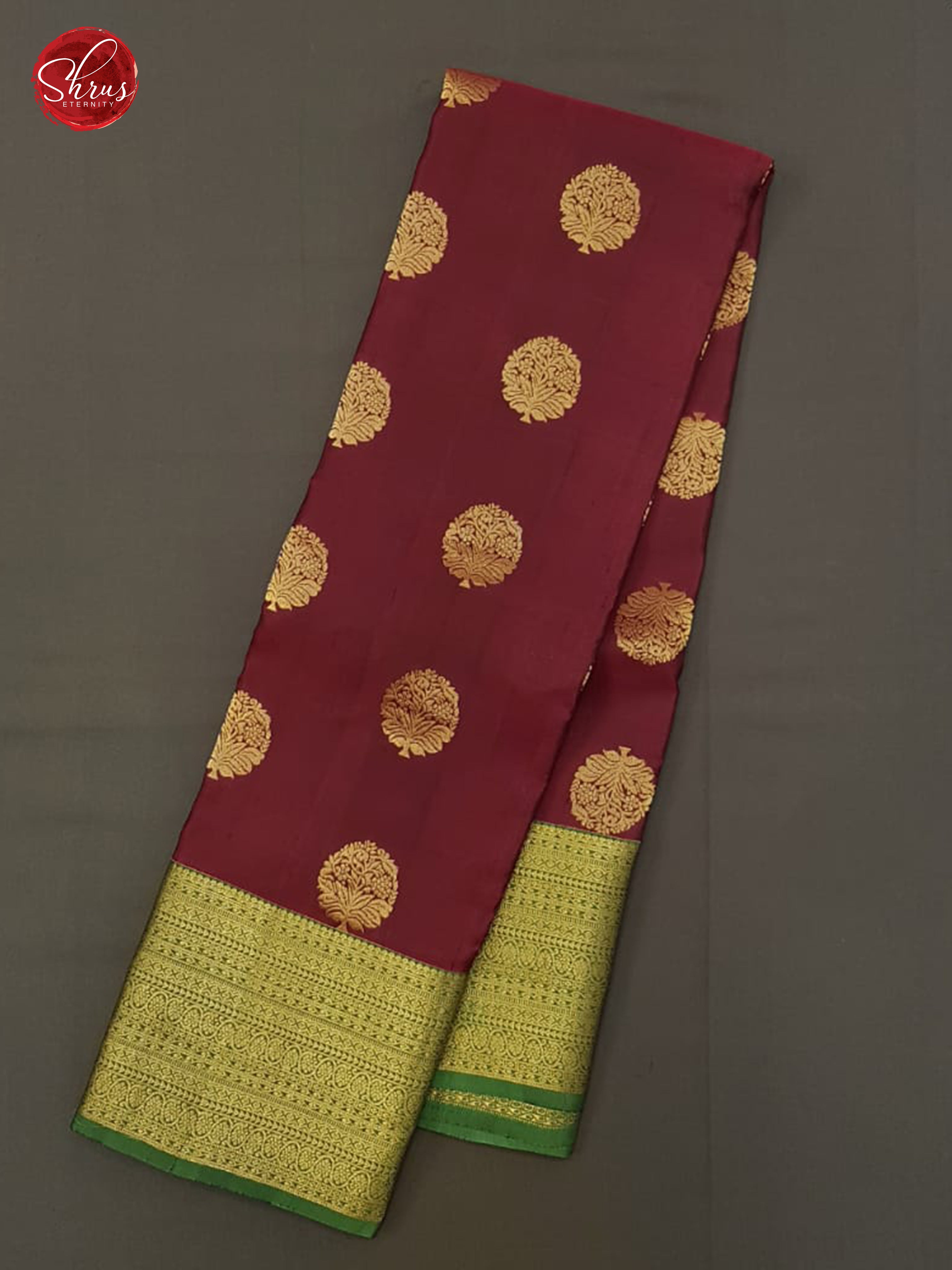 Maroon &  Pista Green - Silk(Half Pure) Saree with zari woven floral motifs on the body &  Zari Border - Shop on ShrusEternity.com
