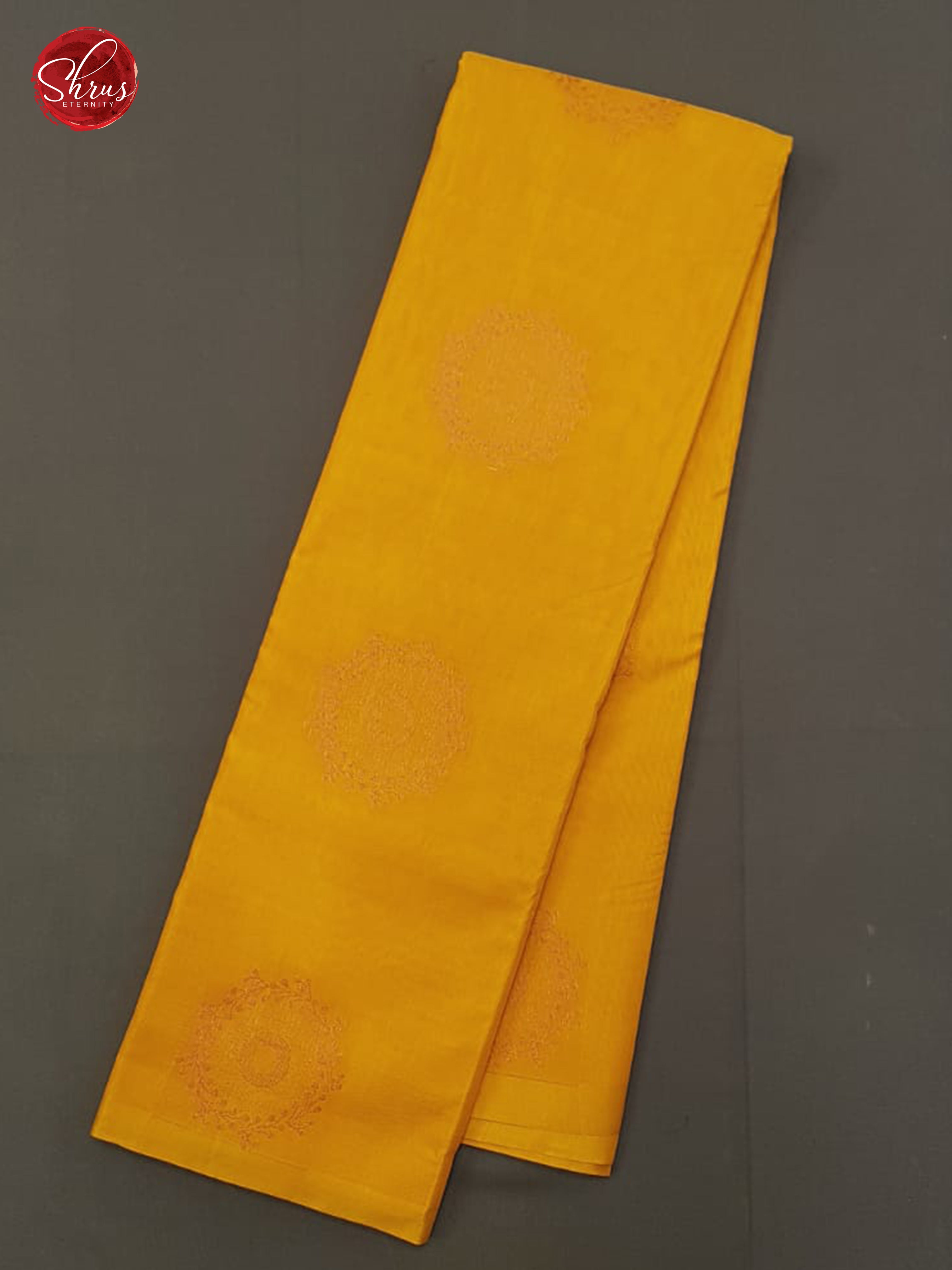 Mustard & Pink -Borderless  Silk  Cotton with Gold Zari floral motifs on  the body - Shop on ShrusEternity.com