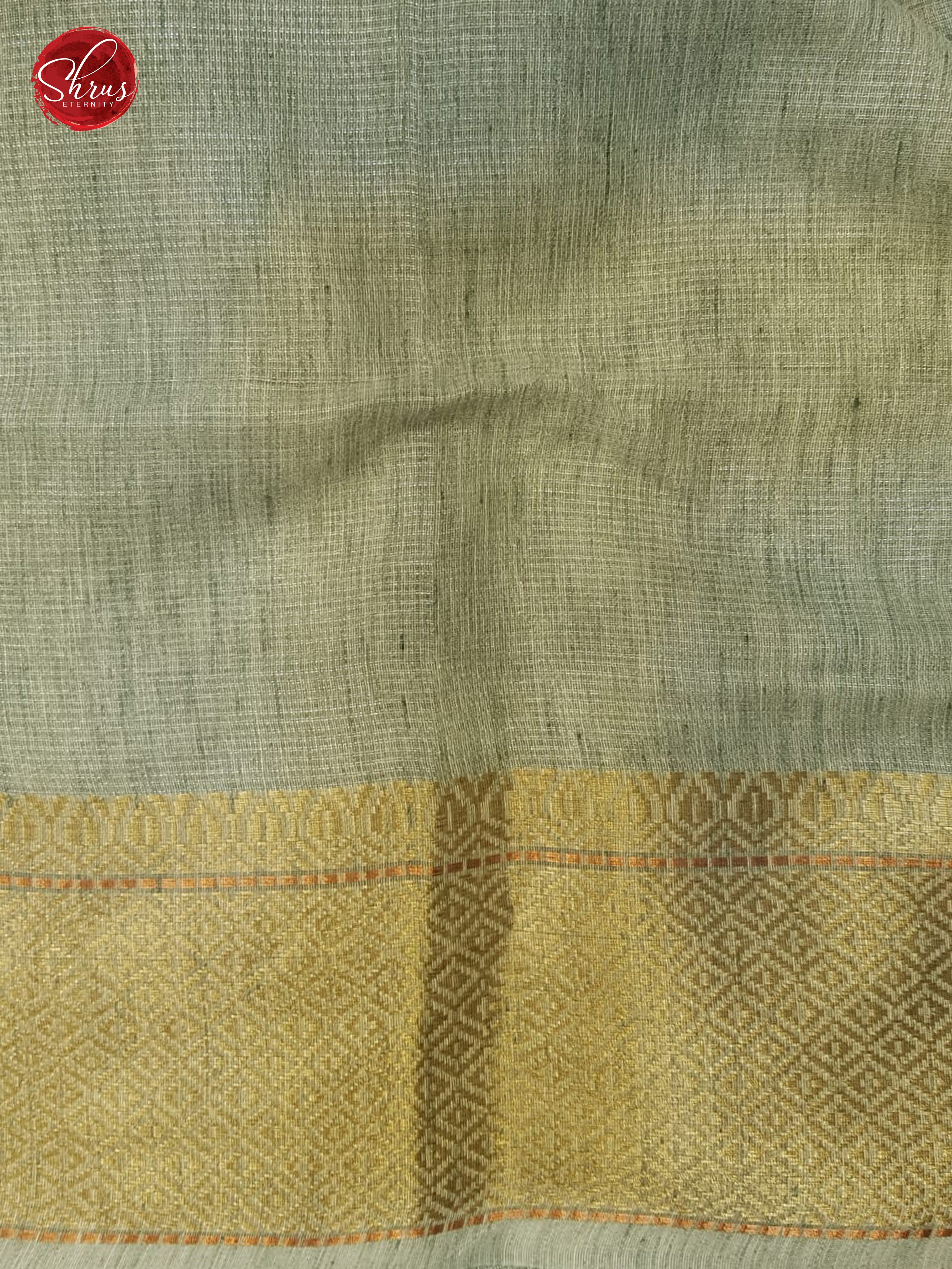 Greenish Grey (Single Tone)-Kora Banarasi with zari woven buttas on the body & Zari Border - Shop on ShrusEternity.com