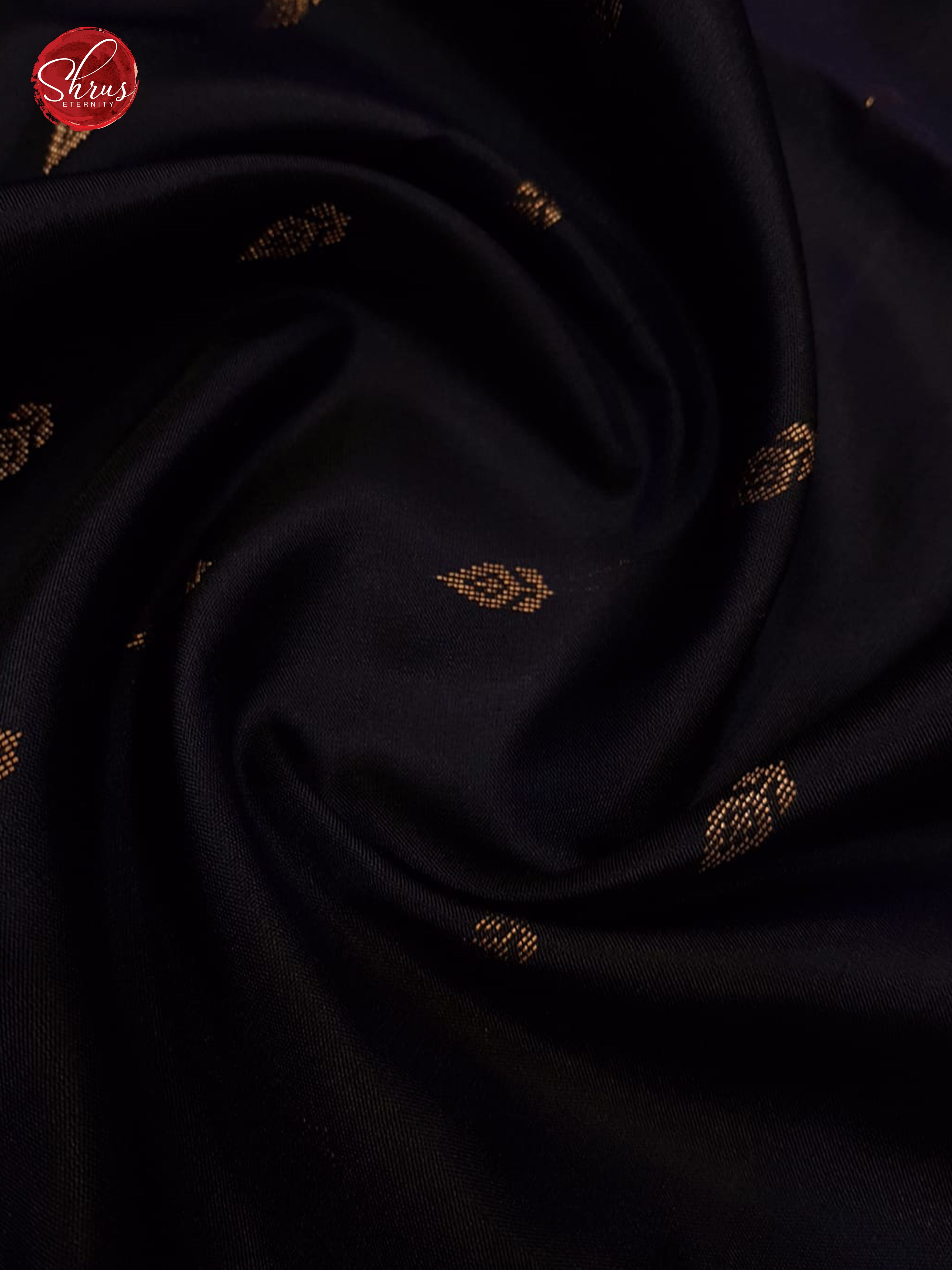 Navy blue and Brown - Soft silk with zari buttas on the body & contrast  Border - Shop on ShrusEternity.com