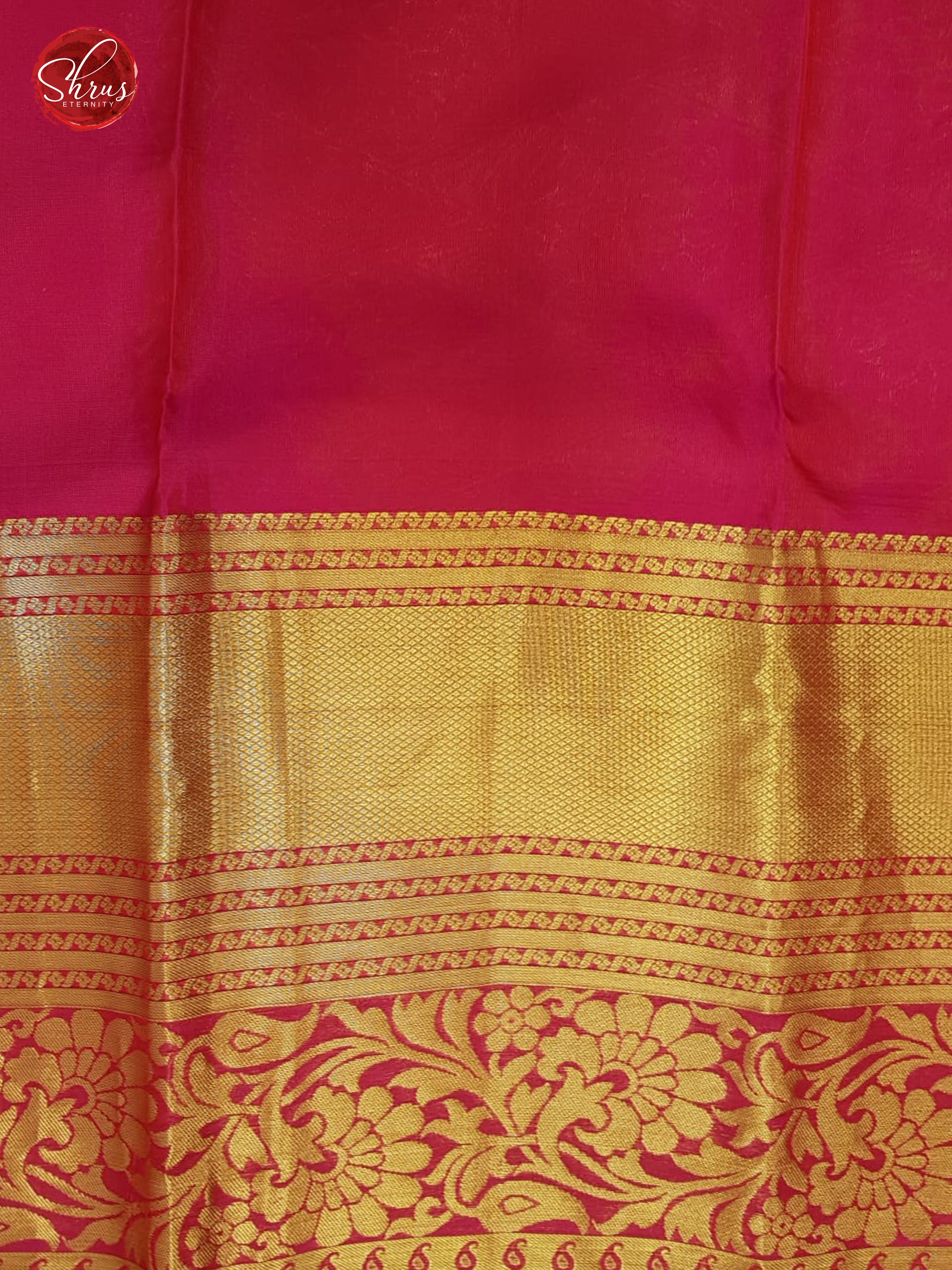 Orange & Pink-  Kanchipuram (Half Pure) Saree with zari woven floral motifs on the body &   Zari Border - Shop on ShrusEternity.com