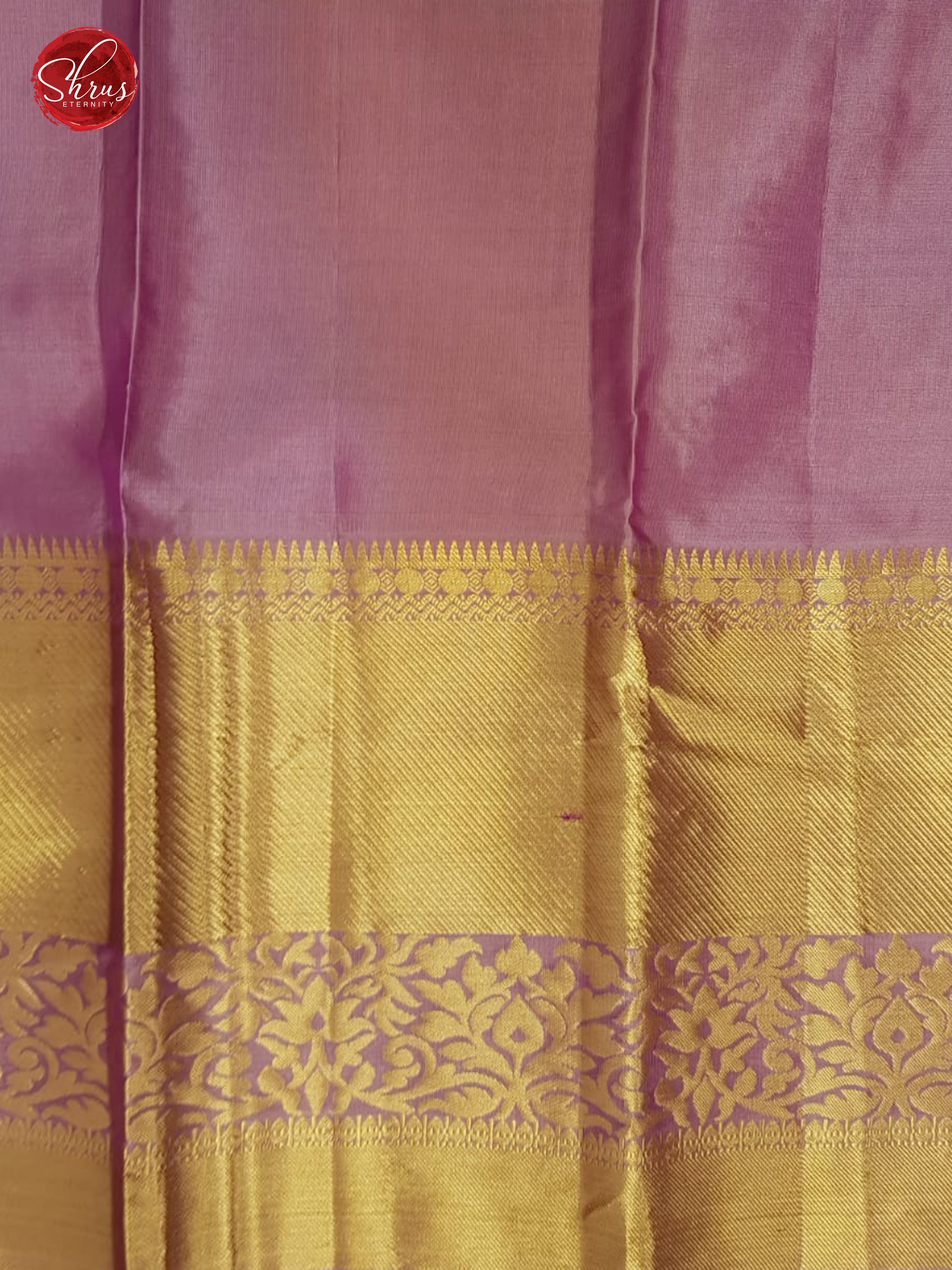 Lavender(Single Tone)-  Kanchipuram (Half Pure) Saree with zari woven floral motifs on the body &   Zari Border - Shop on ShrusEternity.com