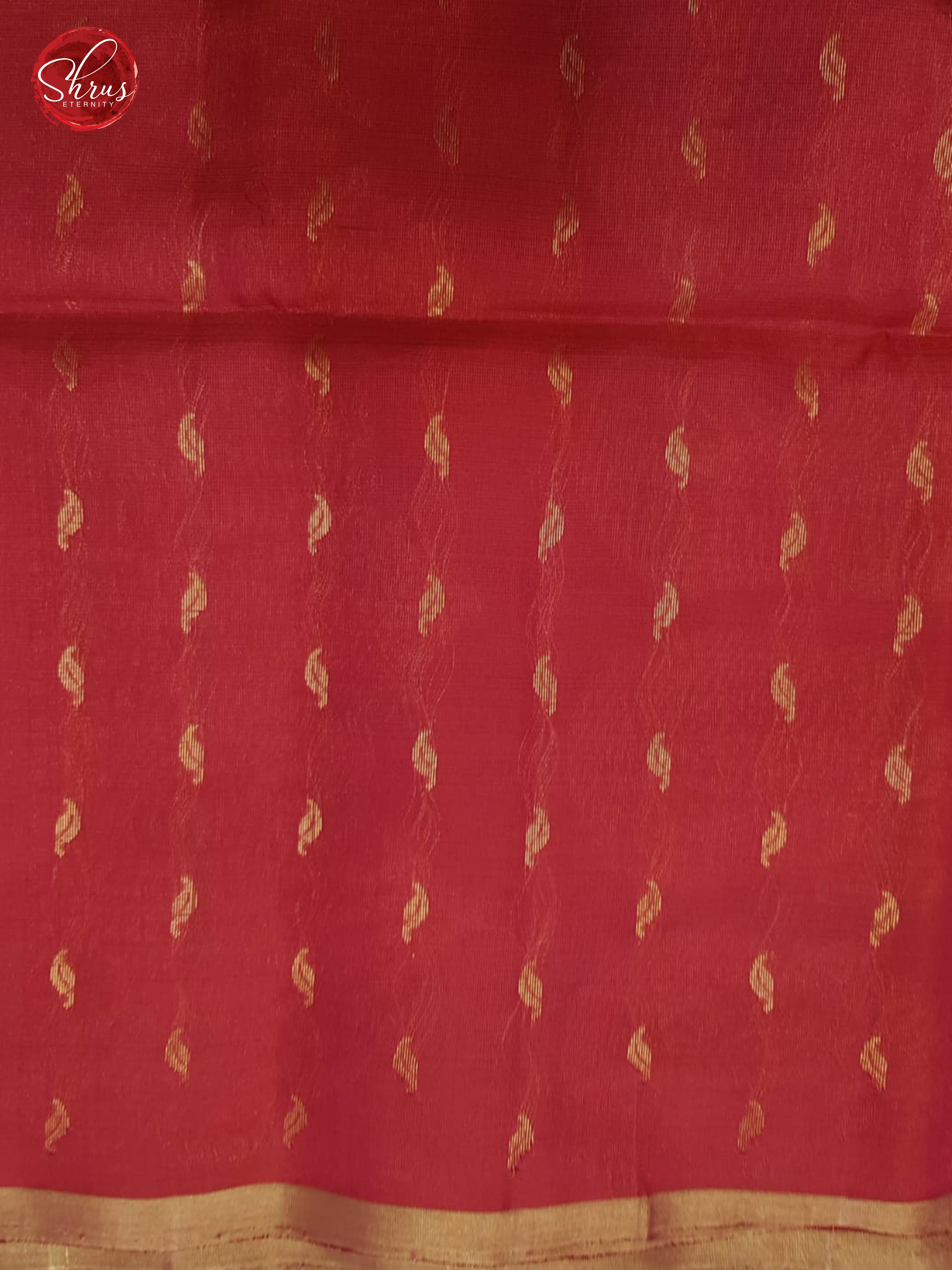 Green & Red - Borderless  Silk  (half-Pure) with  plain body - Shop on ShrusEternity.com