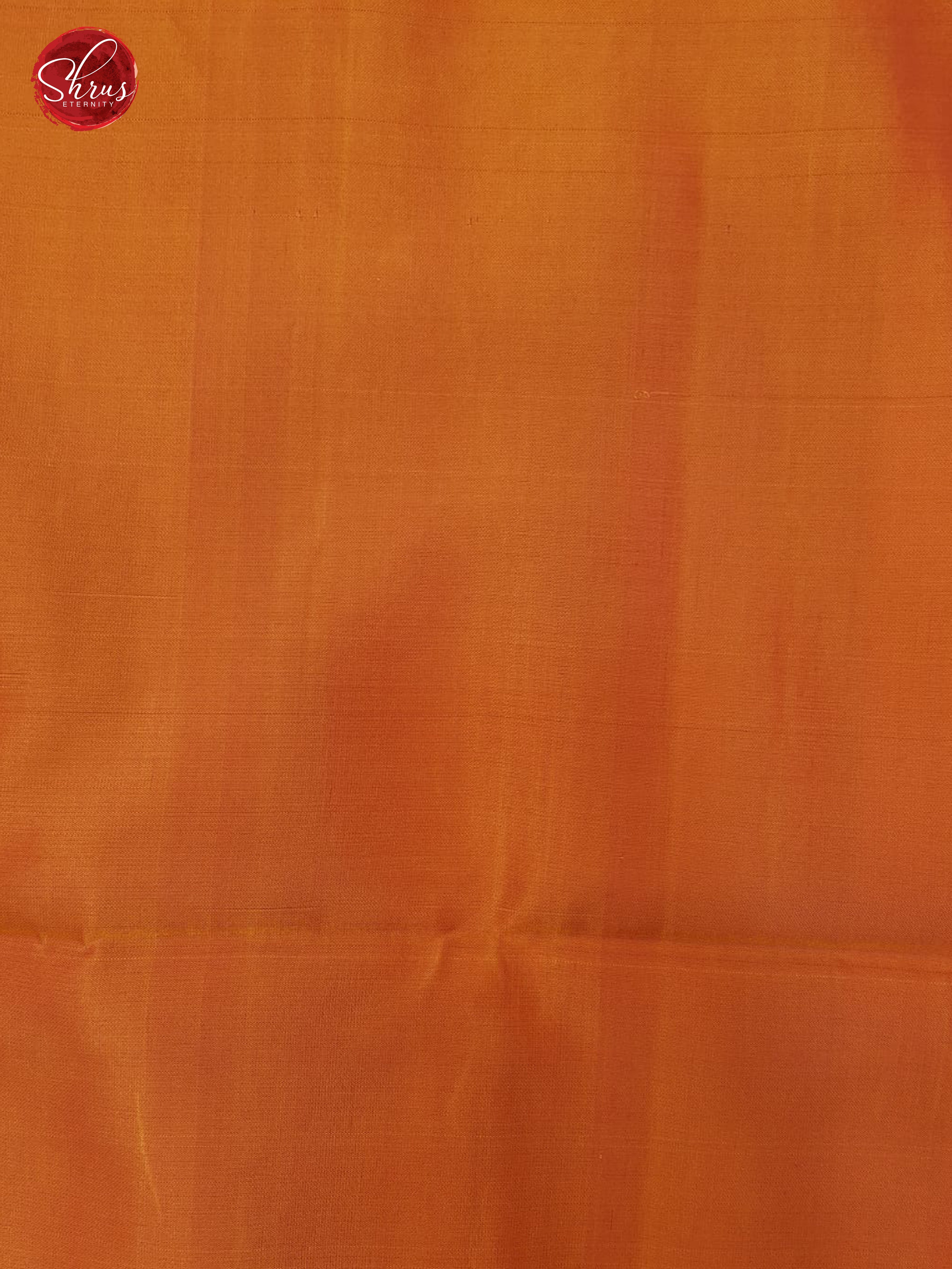 Peacock Blue & Orange -Borderless  Silk  (half-Pure) with  Zari woven  floral motifs  on the body - Shop on ShrusEternity.com