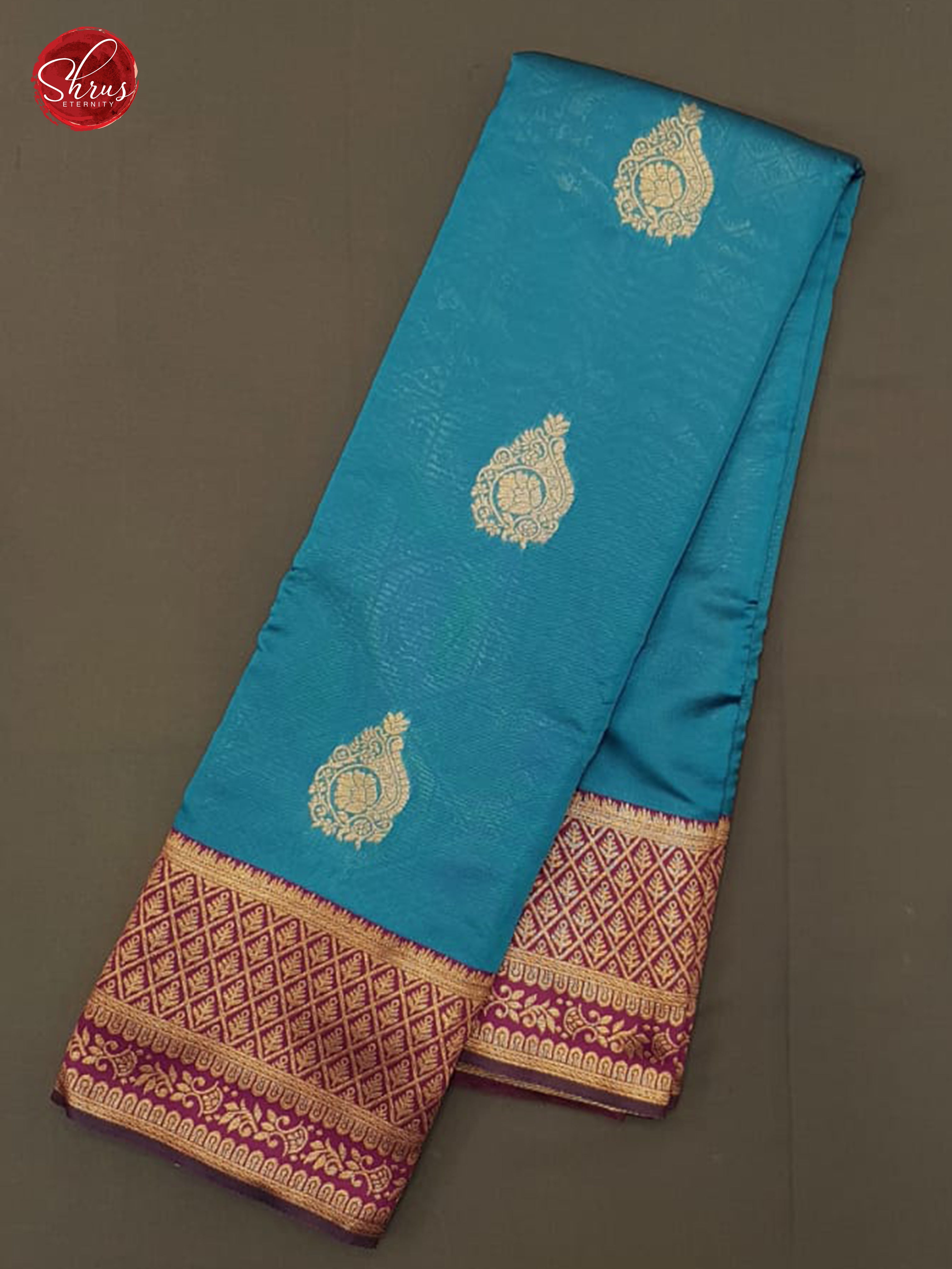 Blue & Purple - Semi Soft Silk with zari woven floral motifs  on the body & contrast  Zari Border - Shop on ShrusEternity.com