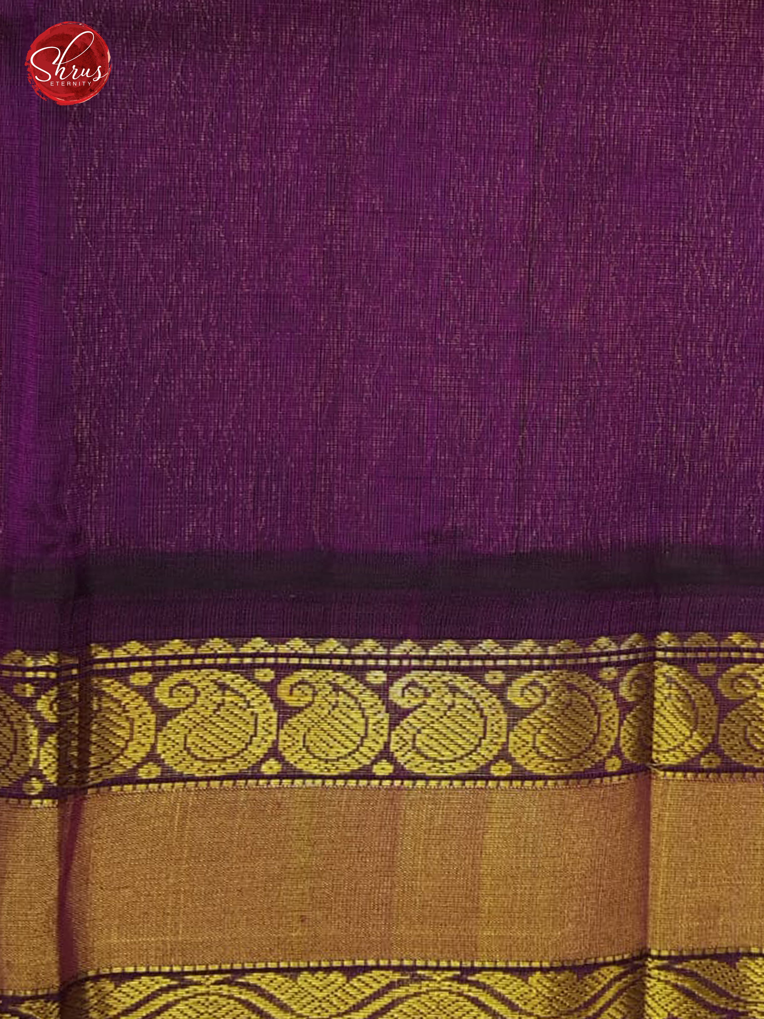 Blue  & Violet - Silk Cotton with zai woven paisleys buttas on the  Body & Contrast Gold Zari Border - Shop on ShrusEternity.com